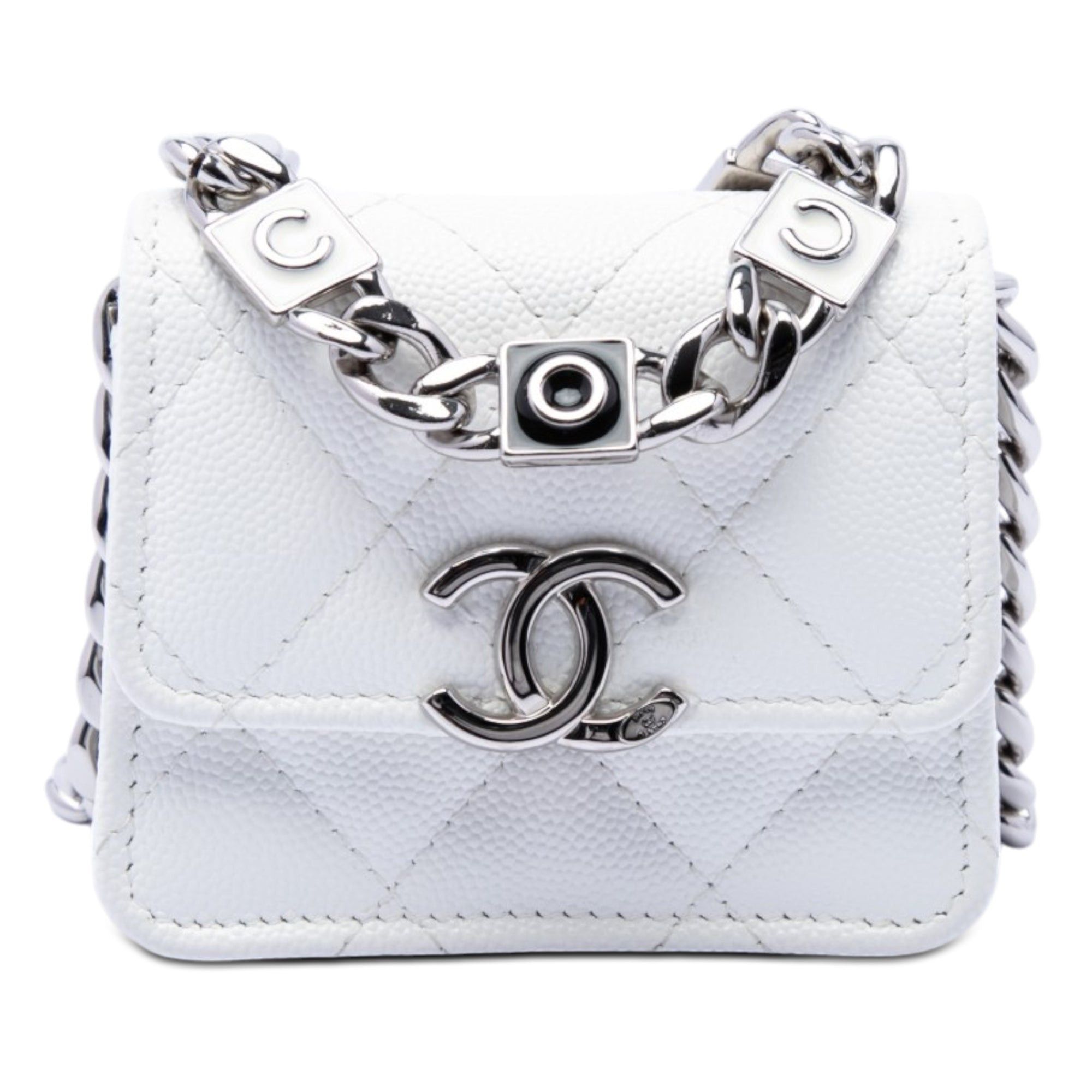 Chanel Mini Quilted Caviar Coco Enamel Strap Flap Clutch with Chain Size ONE SIZE - 1 Thumbnail