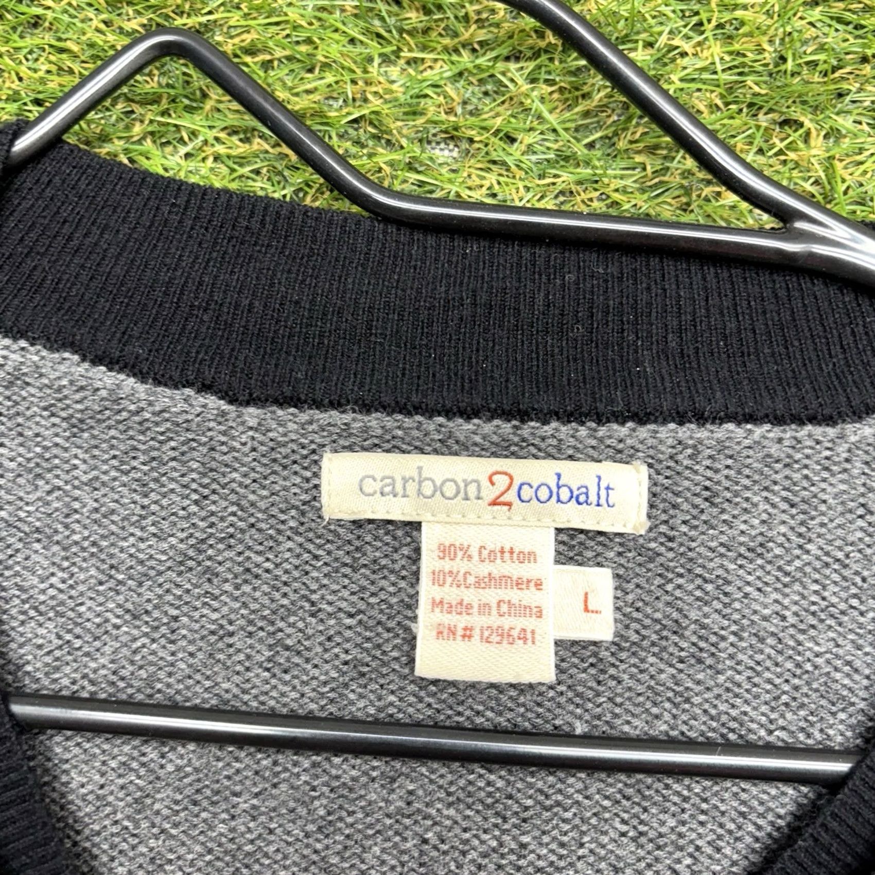 Carbon Carbon2Cobalt Cashmere Sweater Mens Large V Neck Gray Knit Pullover Regular Size Casual Menswear Size US L / EU 52-54 / 3 - 3 Thumbnail