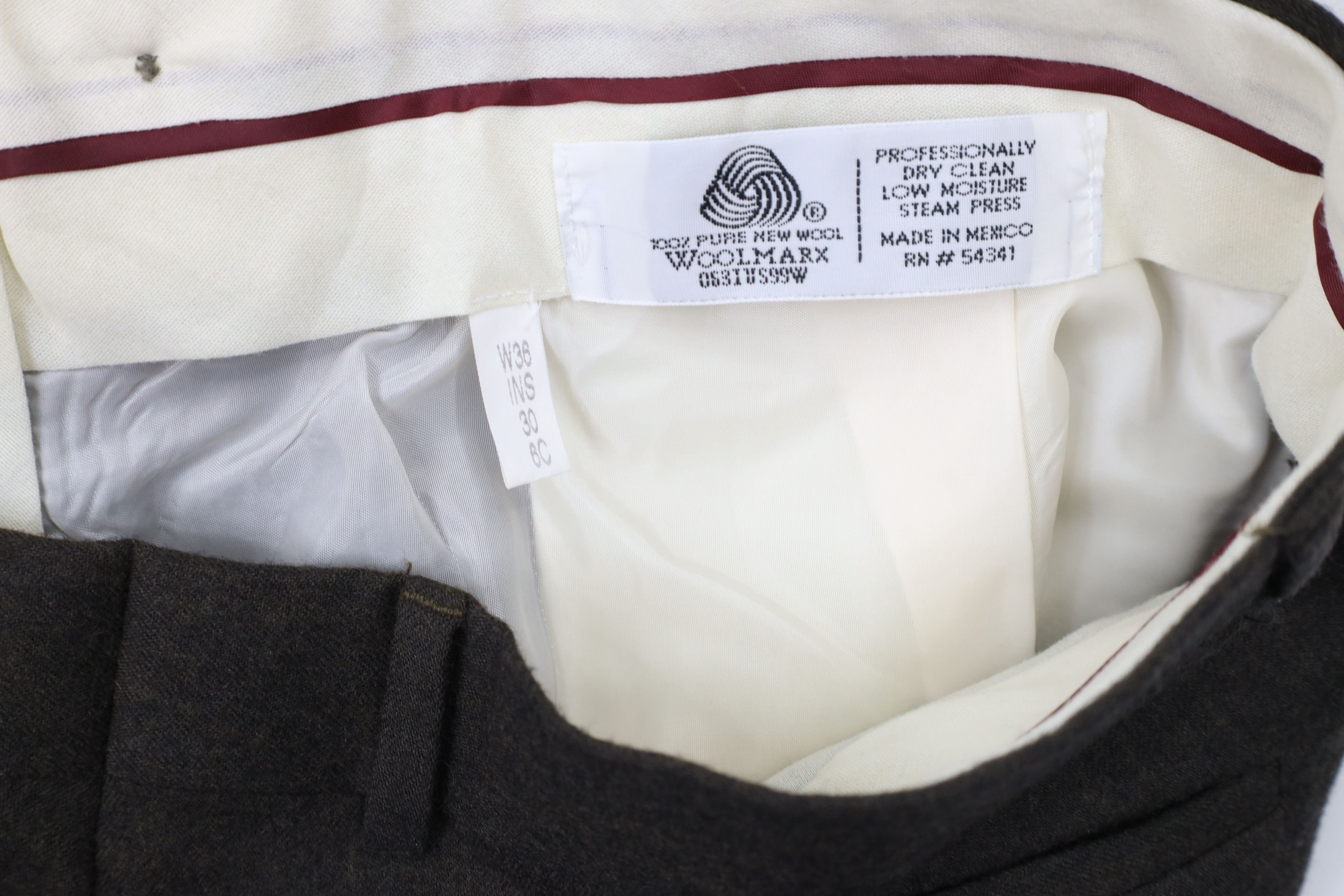 Vintage Vintage 90s Streetwear Wide Leg Wool Chino Pants Brown Size US 36 / EU 52 - 7 Thumbnail