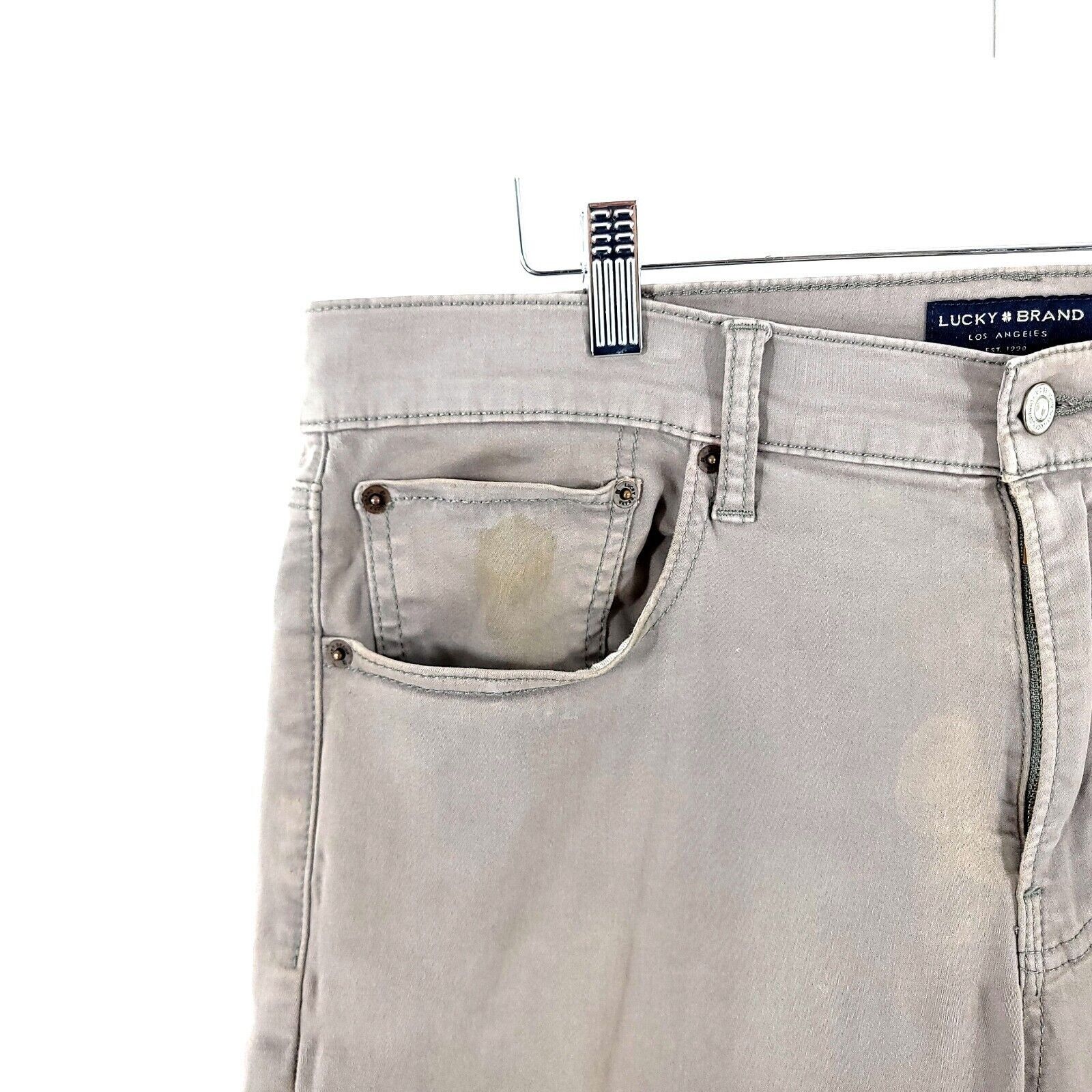 Lucky Brand DAMAGED Lucky Brand 223 Straight Beige Cotton Mid Rise Jeans Size US 36 / EU 52 - 4 Thumbnail