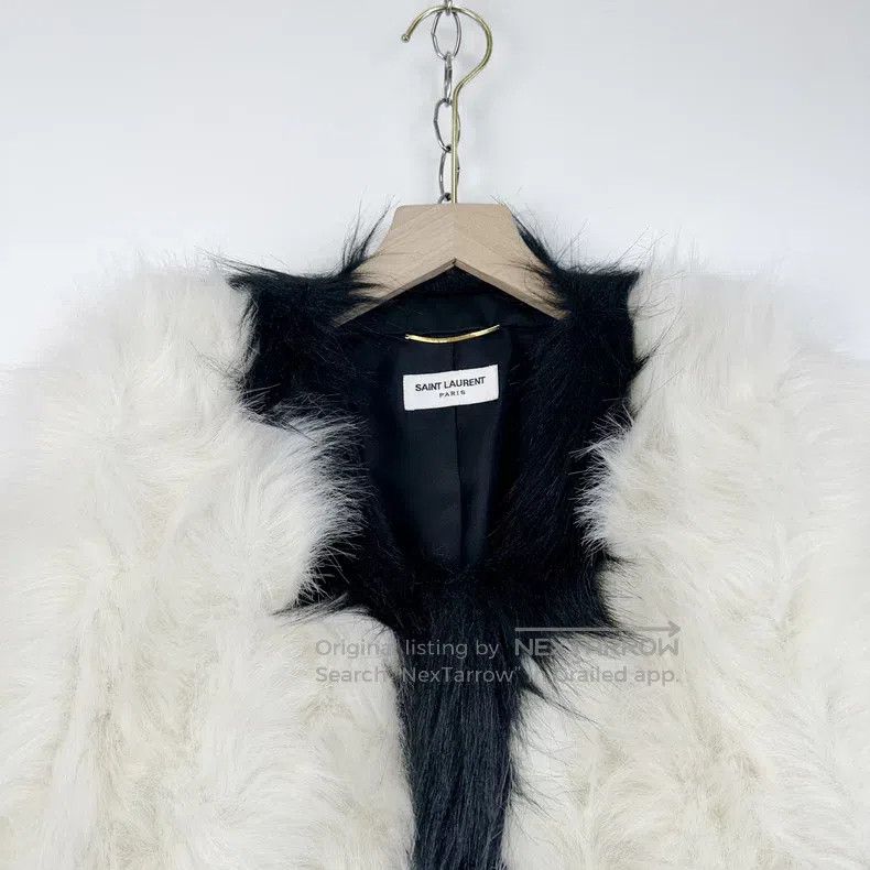 Saint Laurent Paris Saint Laurent Paris White and Black Trimmed Faux Fur Eco-F Size S / US 4 / IT 40 - 3 Thumbnail