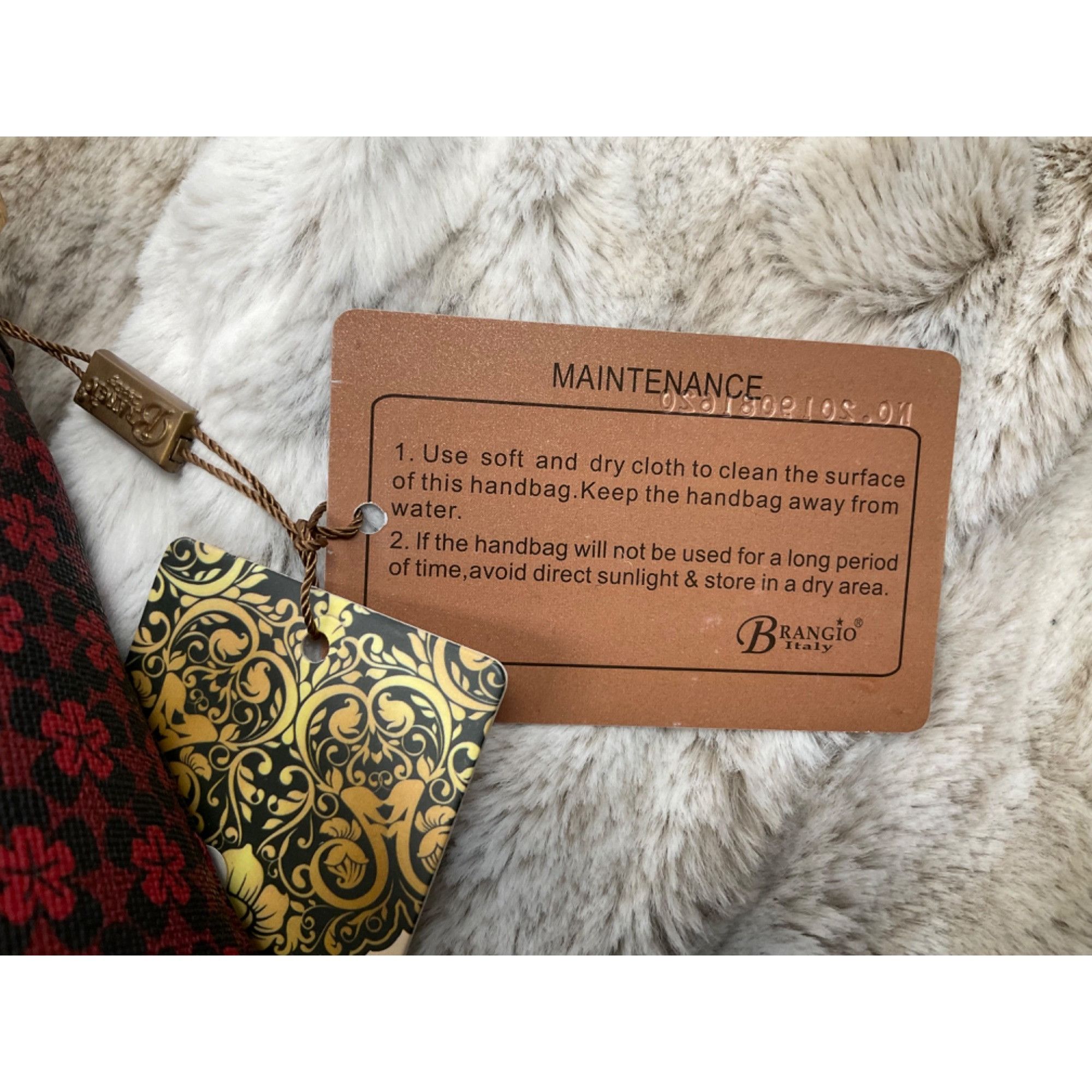Other Brangio Red Flower Pattern Crossbody Bag With Gold Accents & Size ONE SIZE - 8 Thumbnail