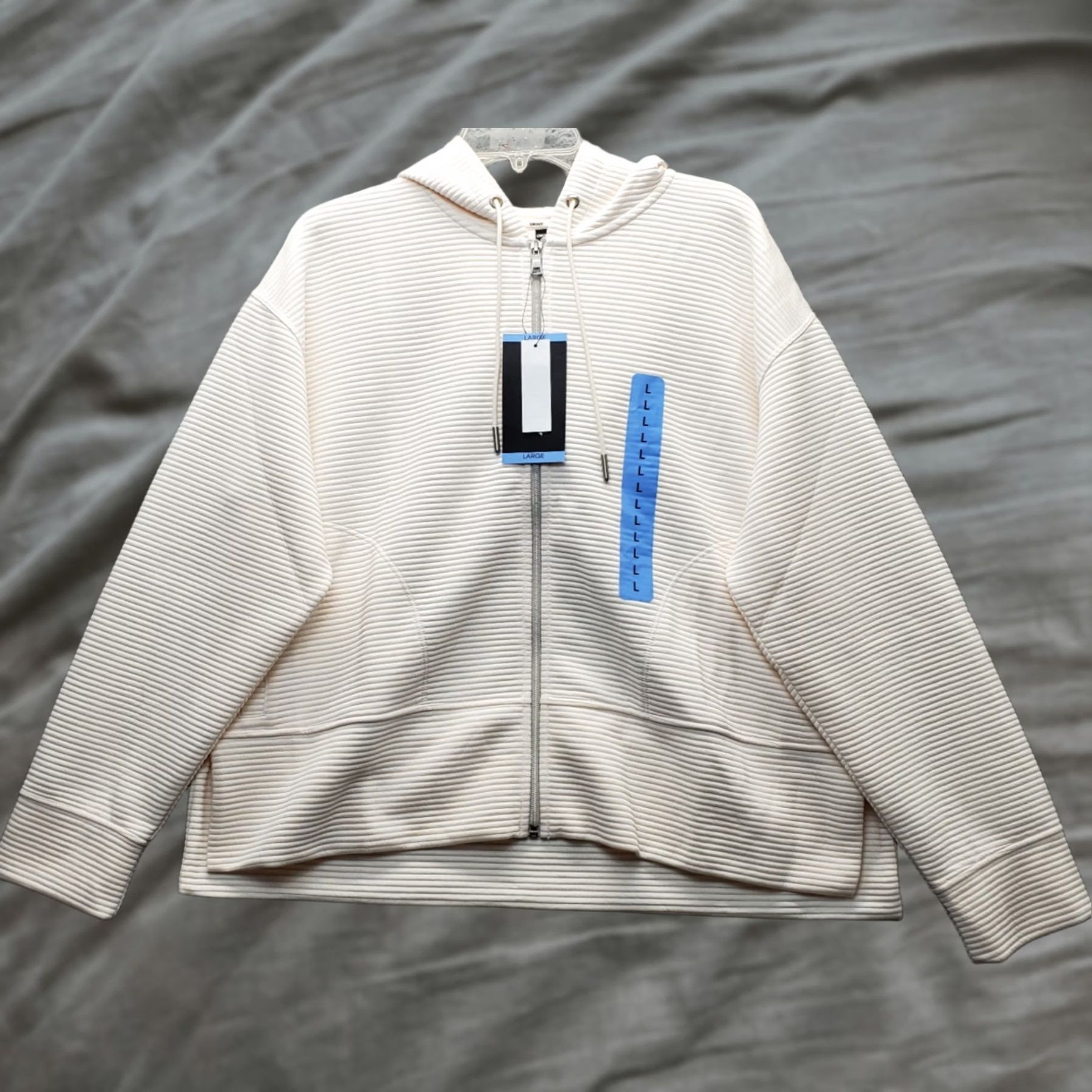 DKNY DKNY Hooded Jacket Womens L White Chest 22.5 Length 25 Pockets Zipper Basic Jacket Size L / US 10 / IT 46 - 1 Thumbnail