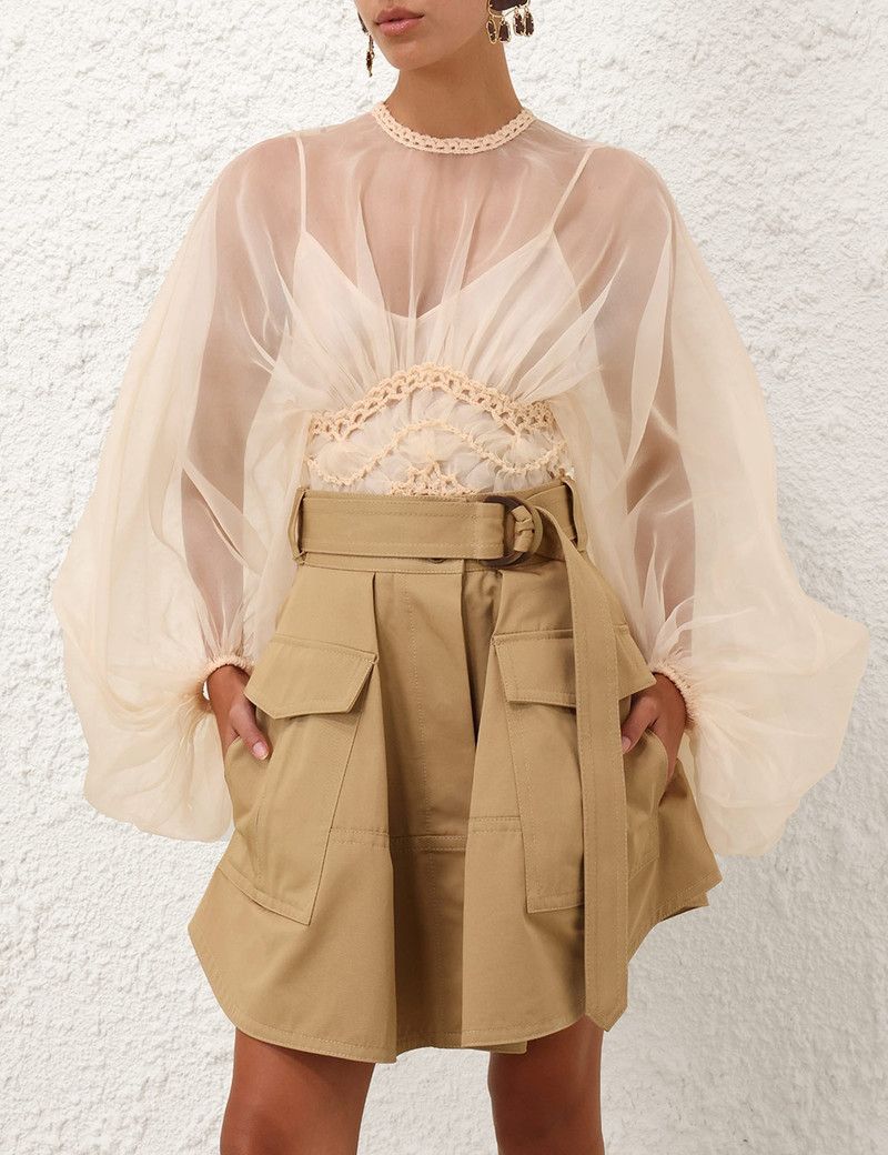 oc11z0226 Illuminate Cargo Mini Skirt in Sand