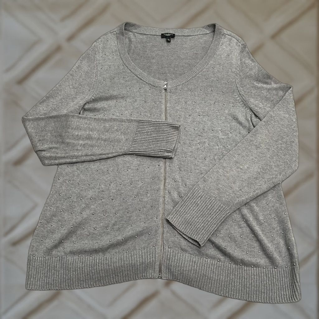 Talbots VINTAGE Talbots Women's Cardigan Sweater Full Zip Studded Knit Plus 1X Gray Casual Size XL / US 12-14 / IT 48-50 - 1 Thumbnail