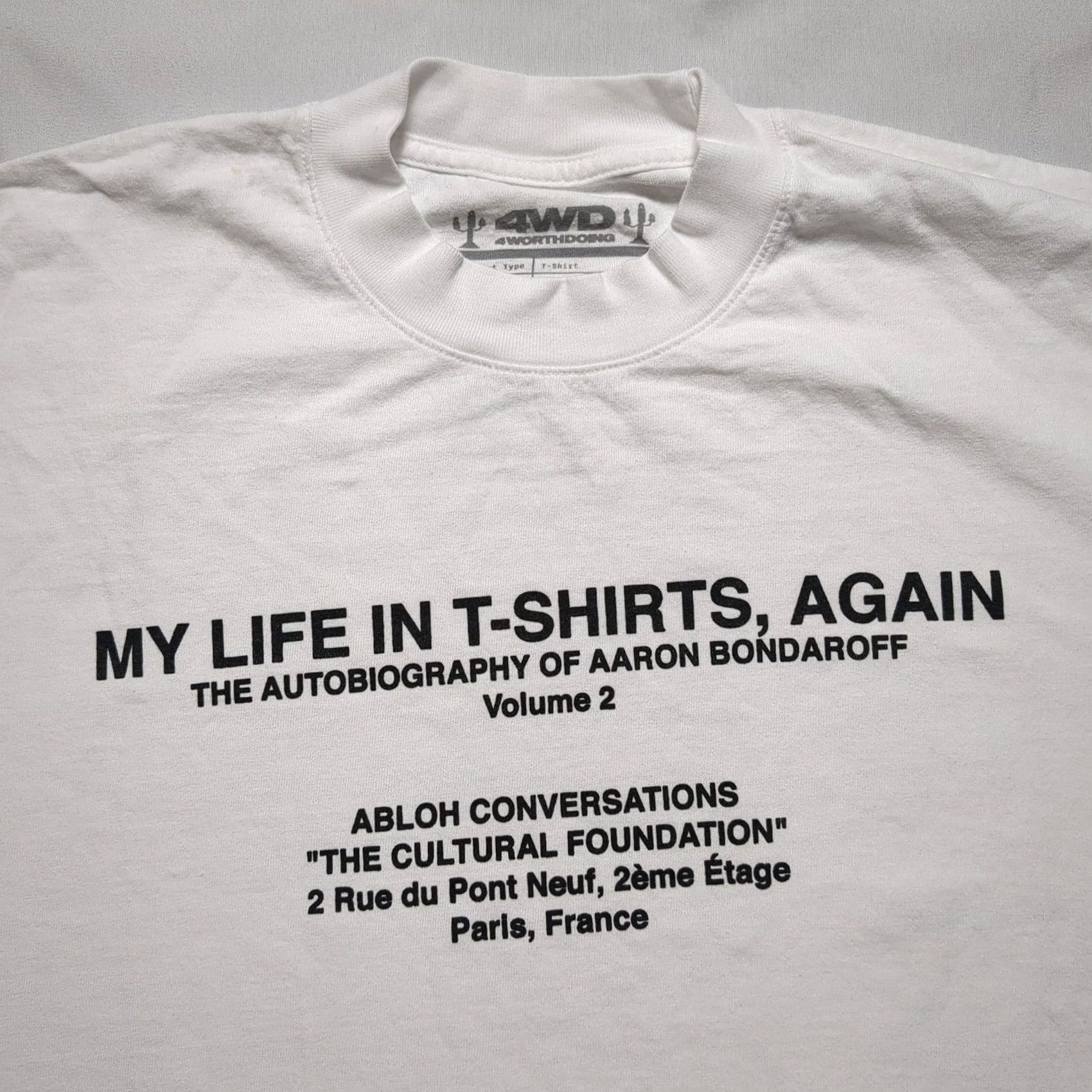 Vintage 4WD x Canary Yellow Virgil Abloh Conversations T-Shirt XL White Crew Neck Short Sleeve Graphic Print Logo Limited Edition Mens Fashion 2021 Rare Size US XL / EU 56 / 4 - 2 Thumbnail