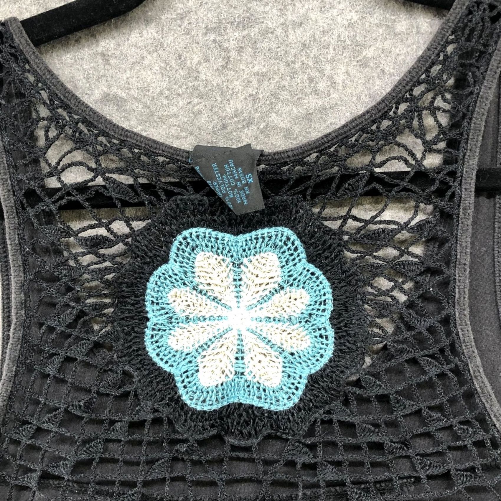 Lucky Brand VINTAGE Lucky Brand Tank Top Womens XS Crochet Embroidered Boho Black Lightweight Size XS / US 0-2 / IT 36-38 - 5 Thumbnail