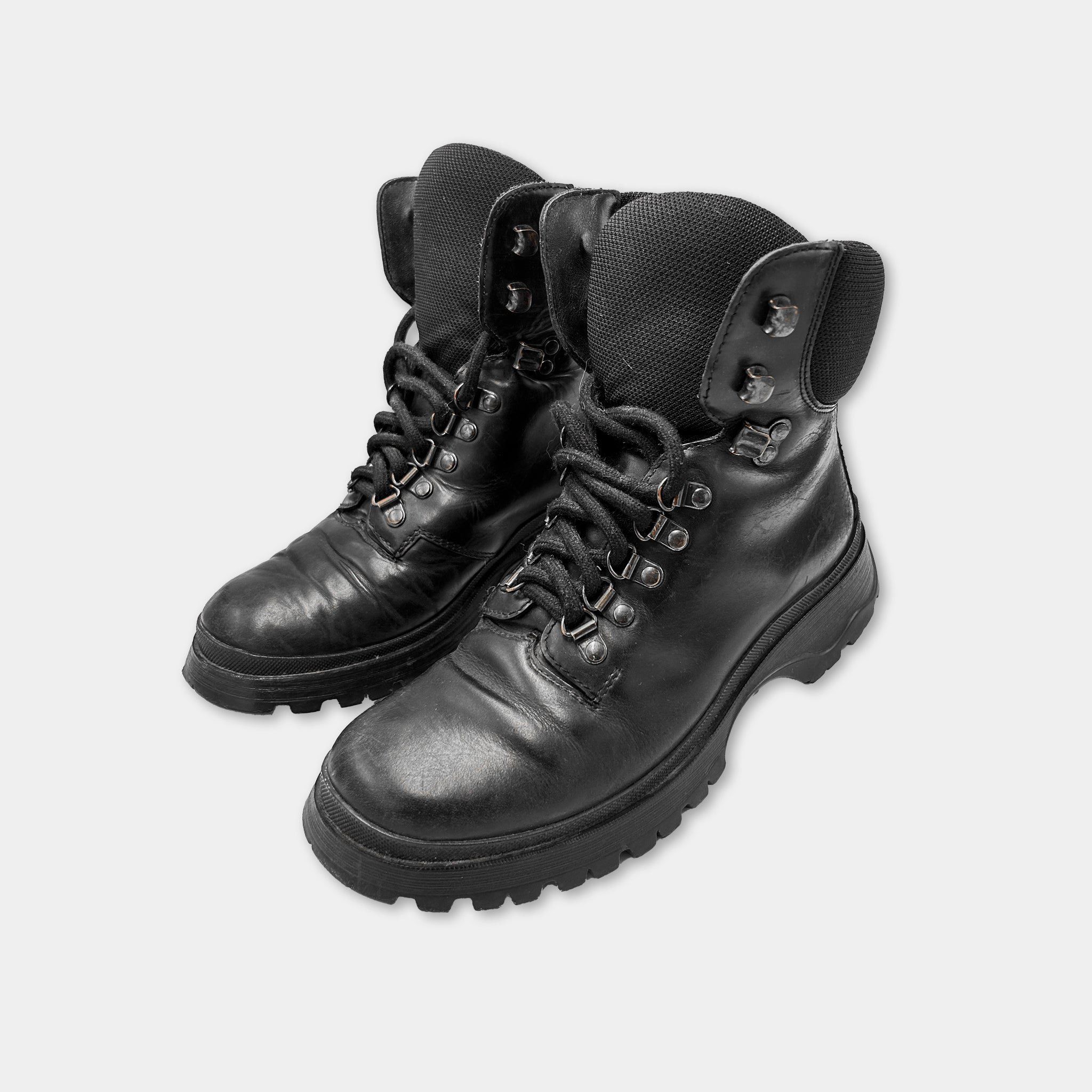 Prada Prada 2000’s Black Leather Combat Boots Size US 7 / IT 37 - 2 Thumbnail