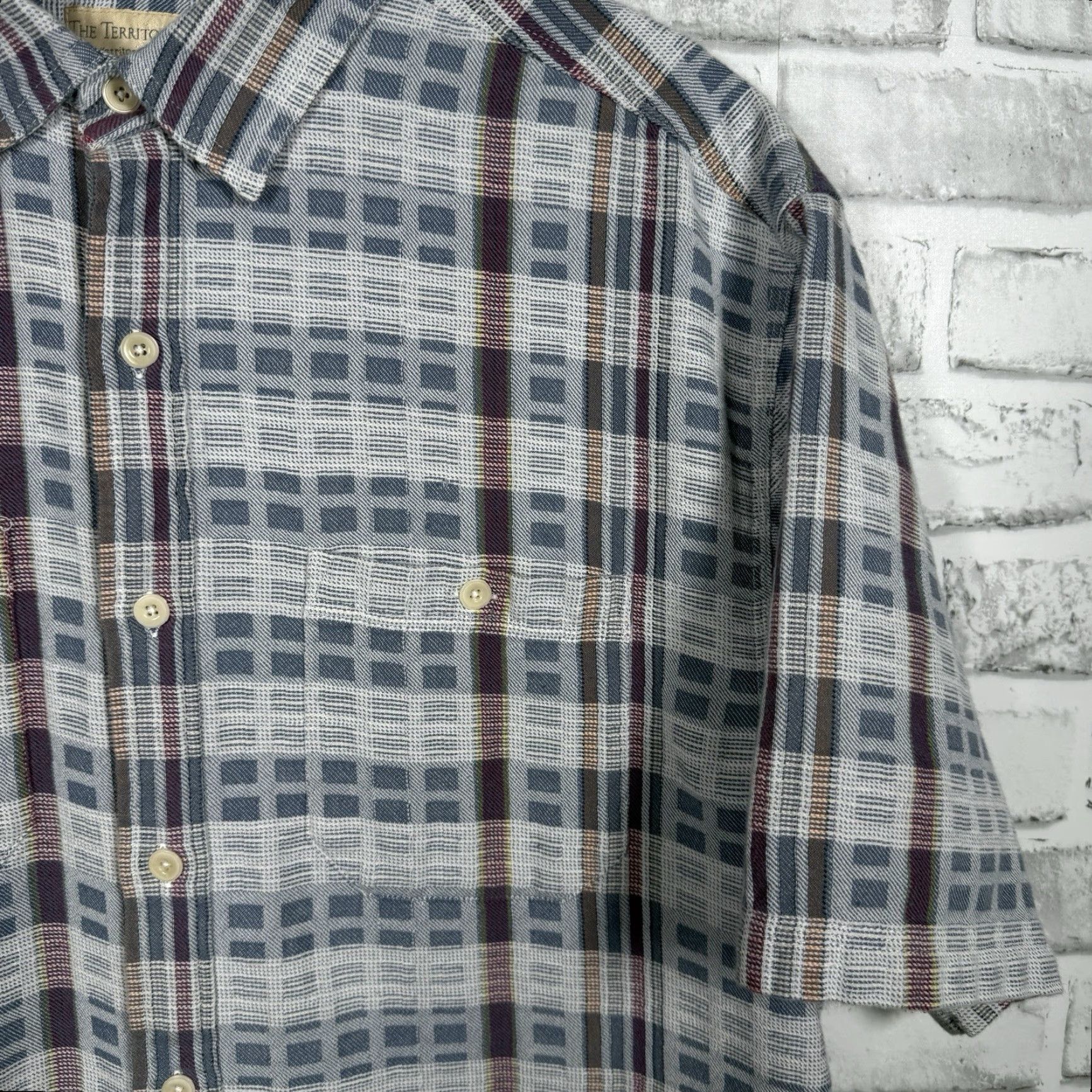 The Territory Ahead VINTAGE Territory Ahead Shirt Plaid Button-Up Men’s Large Short Sleeve Blue Cotton Size US L / EU 52-54 / 3 - 3 Thumbnail