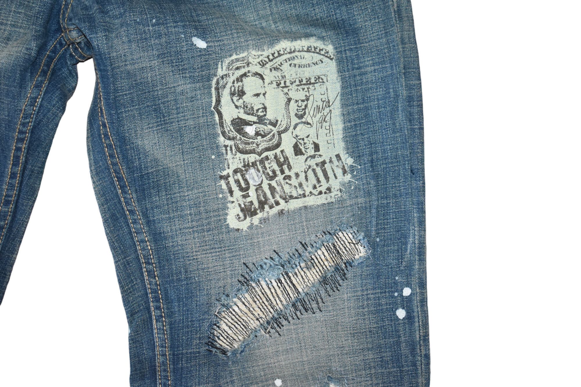Japanese Brand Flared Tough Jeansmith Patchwork Denim Pants Size US 34 / EU 50 - 5 Thumbnail