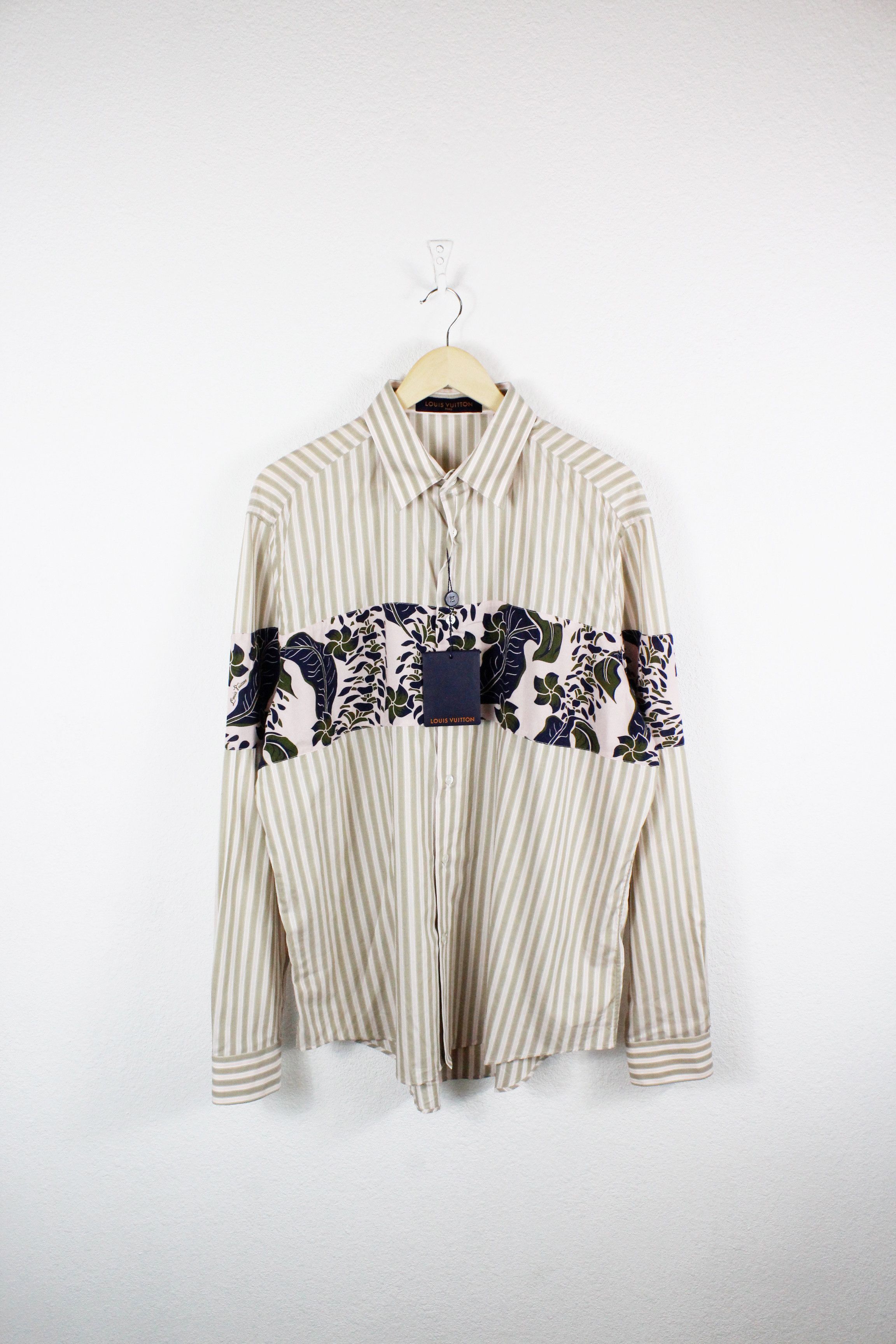 Louis Vuitton Louis Vuitton Striped Floral Hawaii Logo Print Shirt Size US XL / EU 56 / 4 - 2 Thumbnail