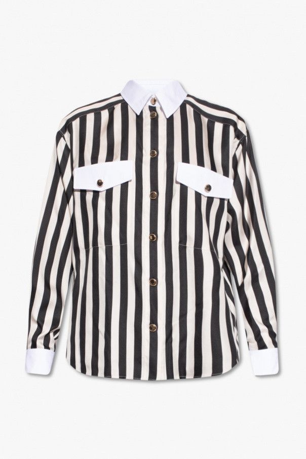 o1s1wg111024 Striped Button Down Shirt in Black/White