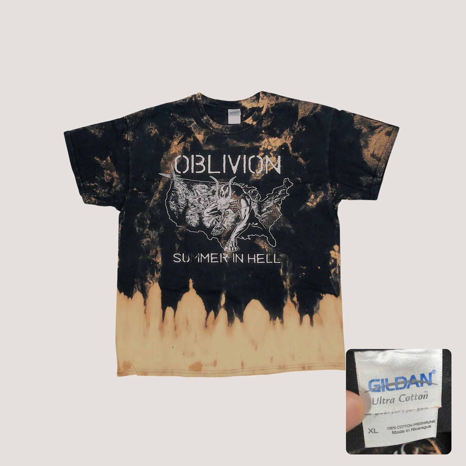 Gildan Oblivion Summer In Hell 2012 Bleach Dye Demon Shirt XL Size US XL / EU 56 / 4 - 1 Thumbnail
