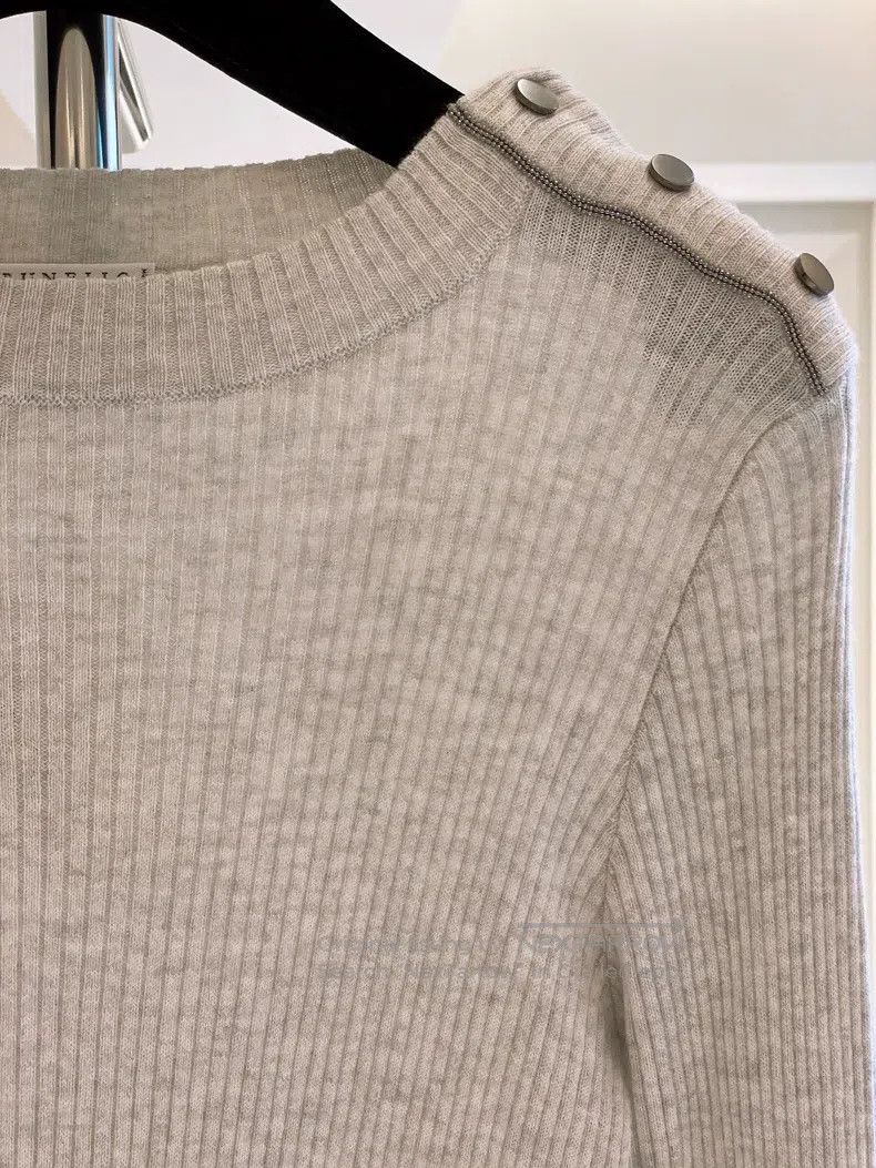 Brunello Cucinelli Brunello Cucinelli Gray Cashmere Knit Thin Sweater Size XS / US 0-2 / IT 36-38 - 3 Thumbnail