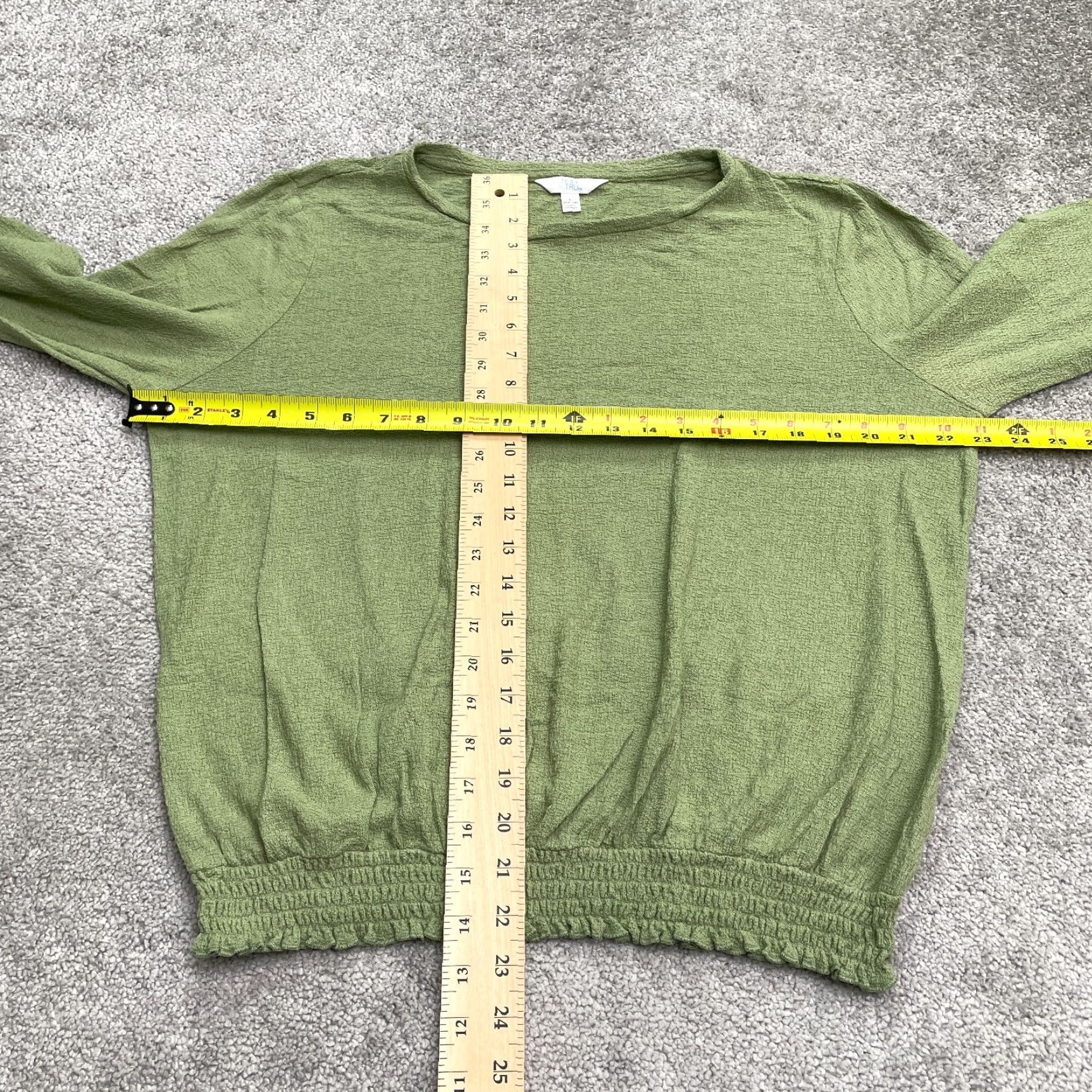 Vintage Time And Tru Blouse Shirt Womens Large Green Knit Crew Neck Long Sleeve Smocked Hem Casual Stretch Autumn Spring Summer Regular Mens? Size L / US 10 / IT 46 - 7 Thumbnail