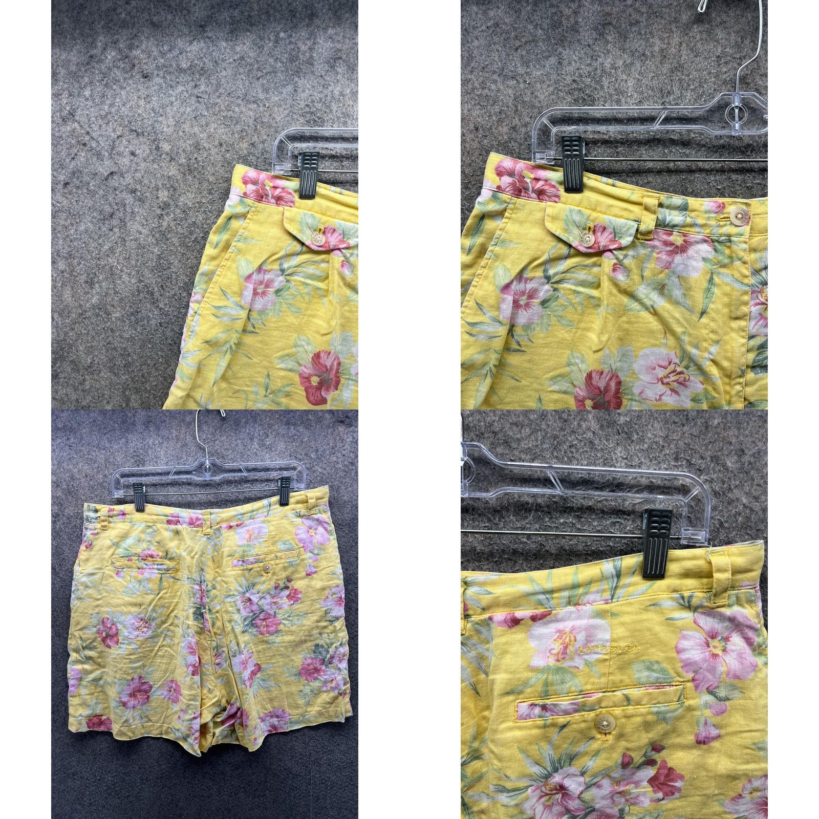 Ralph Lauren VINTAGE? No. Lauren Ralph Lauren Shorts Womens 16 Yellow Linen Chino Floral 6 Inseam Casual Size 38" / US 16 / IT 52 - 8 Thumbnail