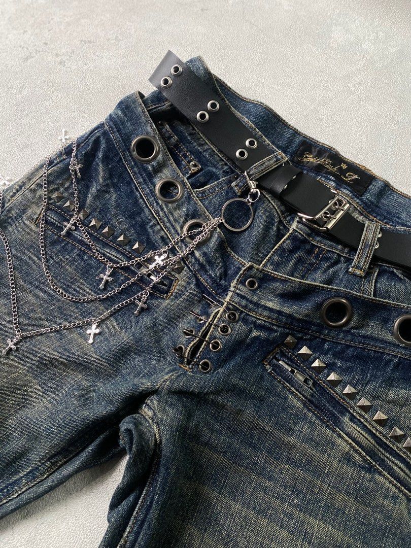 14th Addiction × If Six Was Nine × Japanese Brand Japanese double waist ripped blue isan lgb style Size US 31 - 5 Thumbnail