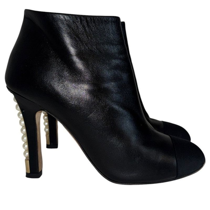 Chanel Chanel Fall Black Leather Metal Pearl Ankle Boots Size 37 Size US 6.5 / IT 36.5 - 2 Thumbnail