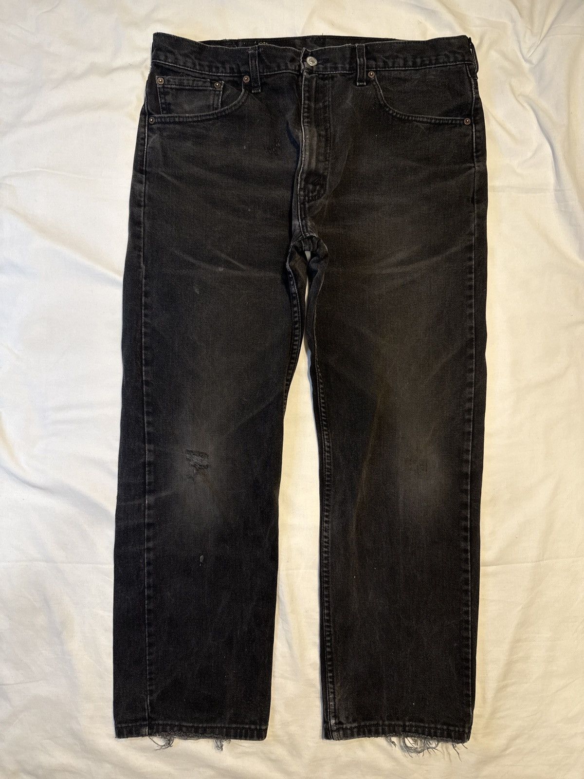 Levi's Vintage 90s Levis 505 Faded Distressed Black Jeans Size US 37 - 1 Thumbnail