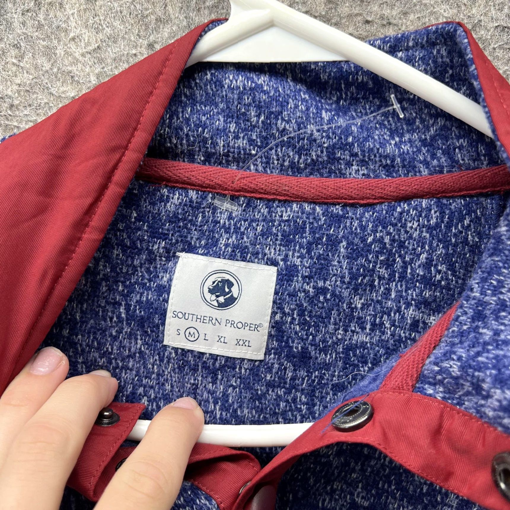 Southern Proper Southern Proper Sweater Mens Medium Blue Red Snap Fleece Pullover Quarter Snap Size US M / EU 48-50 / 2 - 4 Thumbnail