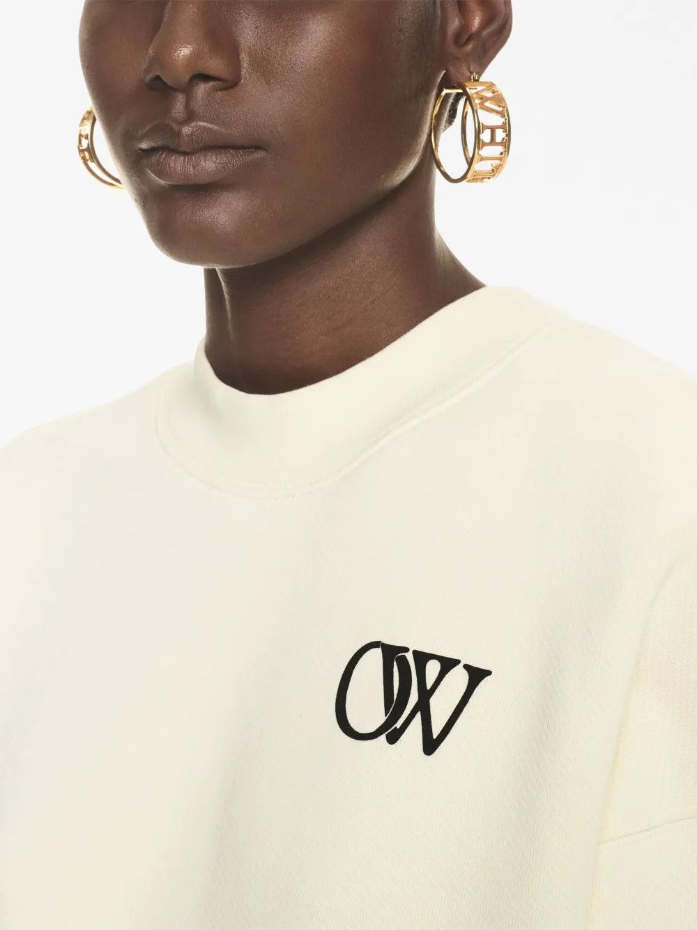 Off-White o1y1225 Logo Sweatshirt in Ivory Size XS / US 0-2 / IT 36-38 - 2 Thumbnail