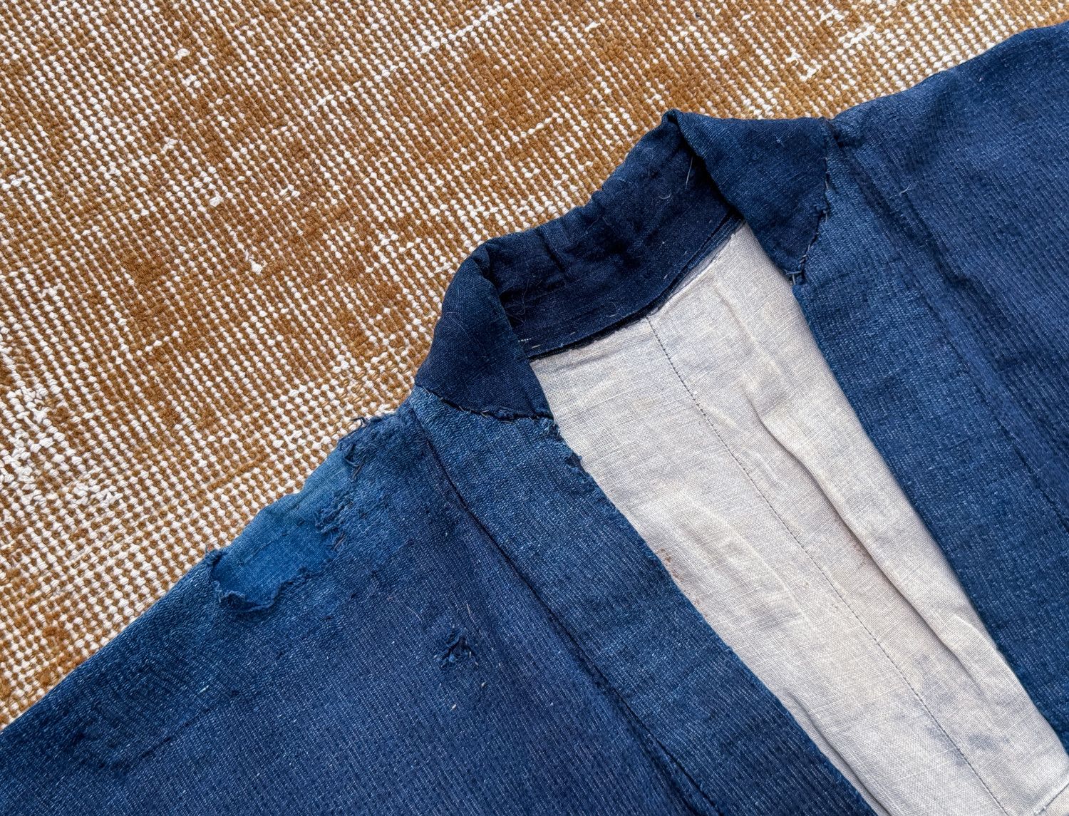 Vintage Vintage Japanese Mid-sleeved Kimono Hanten Indigo Distressed Size US S / EU 44-46 / 1 - 3 Thumbnail