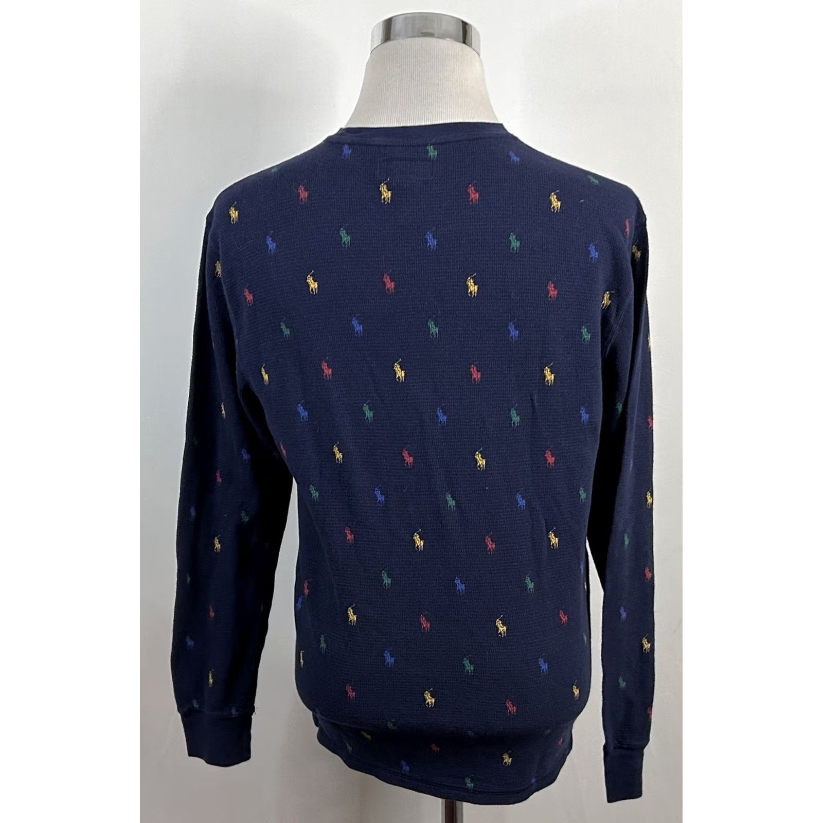 Polo Ralph Lauren Polo Ralph Lauren Sleepwear Top Pony Allover Thermal Navy Blue Cotton Shirt Sleeplong Sleeve Knit Adult L Blue Mens Size US L / EU 52-54 / 3 - 5 Thumbnail