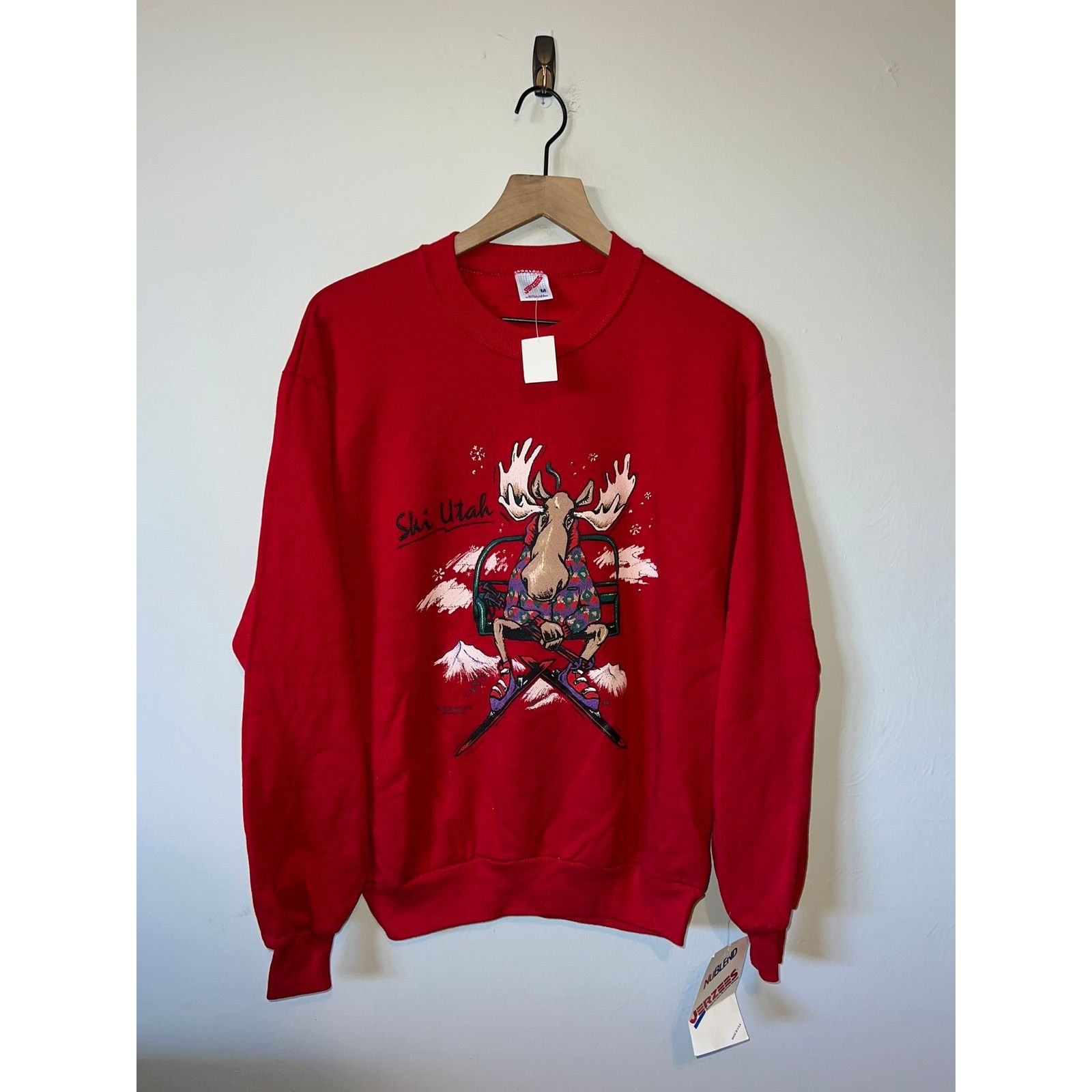 Jerzees Vintage Utah Sweatshirt Moose Skiing Red Ski Crewneck 90s M Size US M / EU 48-50 / 2 - 1 Thumbnail
