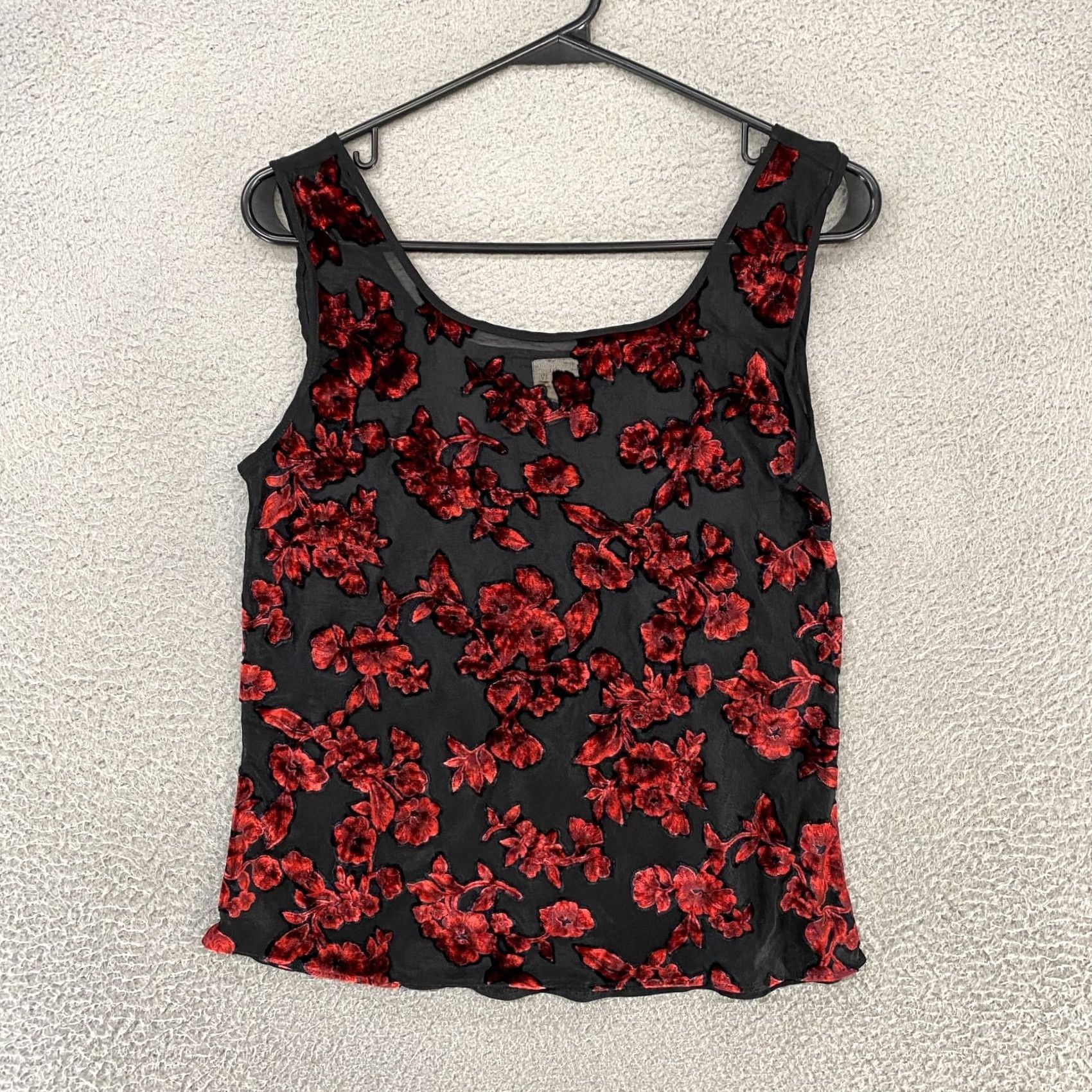 Velvet VINTAGE Gilligan & O'Malley Burnout Velvet Tank Womens M Black Floral Whimsigoth Y2K Moody Virtual Size M / US 6-8 / IT 42-44 - 2 Thumbnail