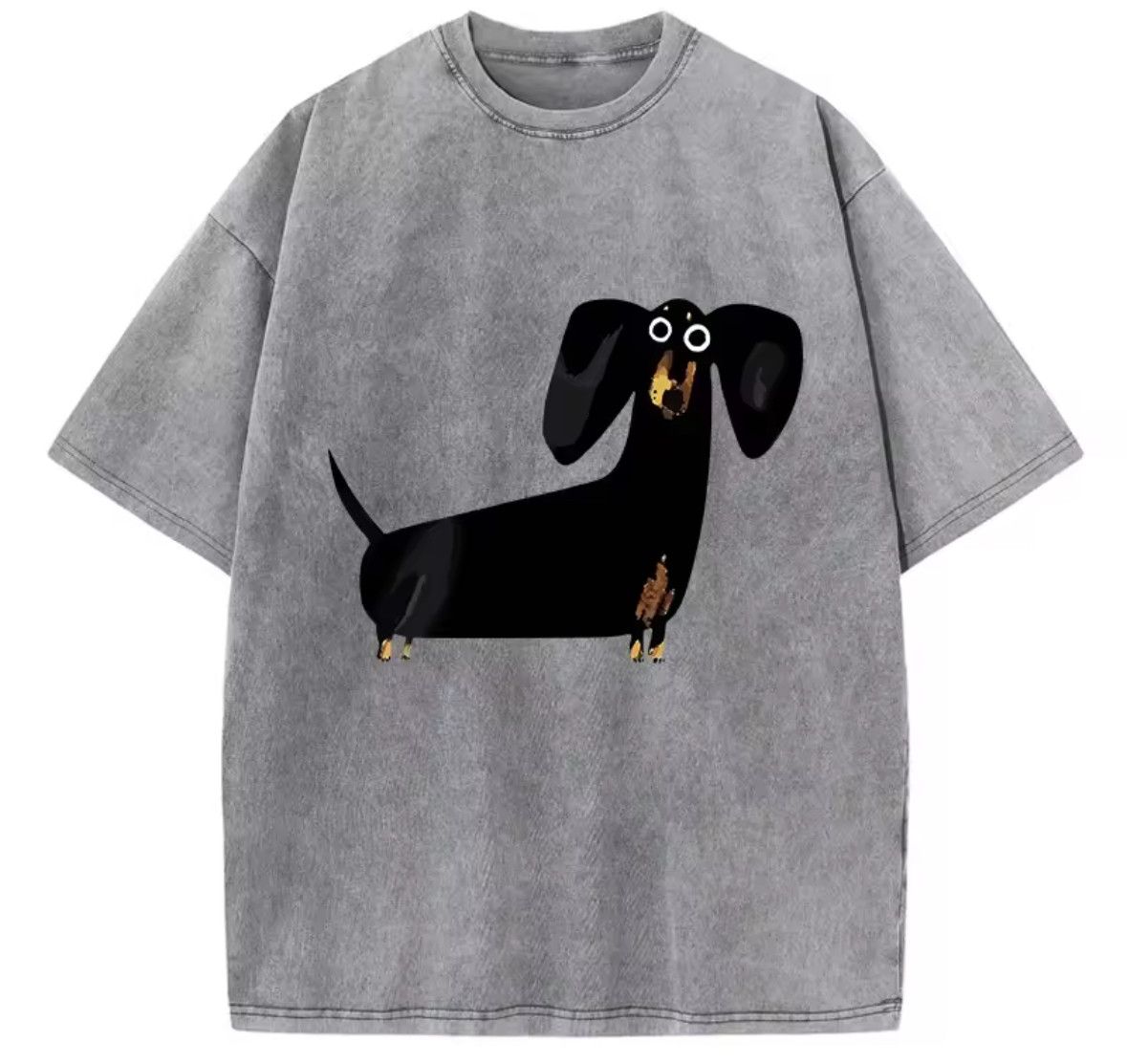 Japanese Brand High Street Graphic Cartoon Dachshund Dog Washed T-Shirt Size US XL / EU 56 / 4 - 1 Thumbnail