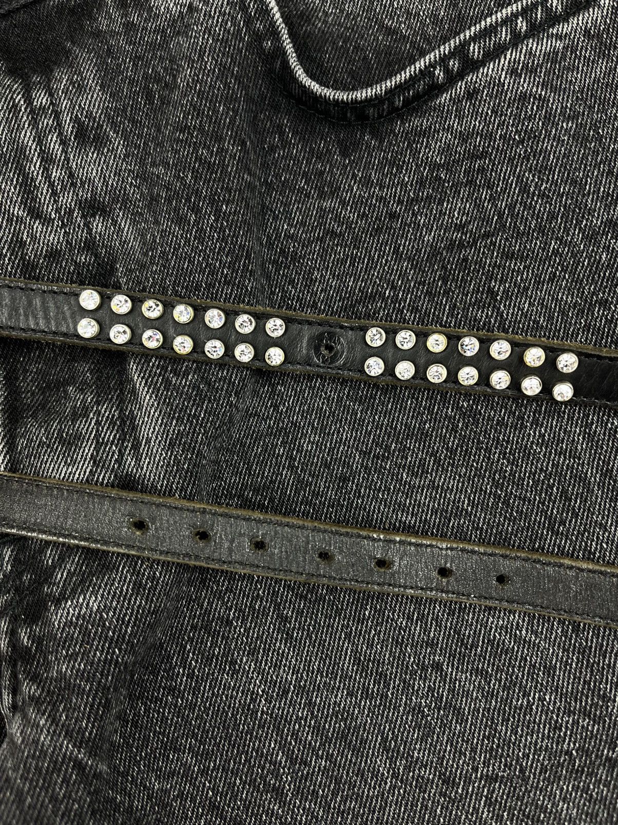 Maison Margiela Maison Margiela Rhinestone Studded Thin Leather Belt Black Size ONE SIZE - 5 Thumbnail