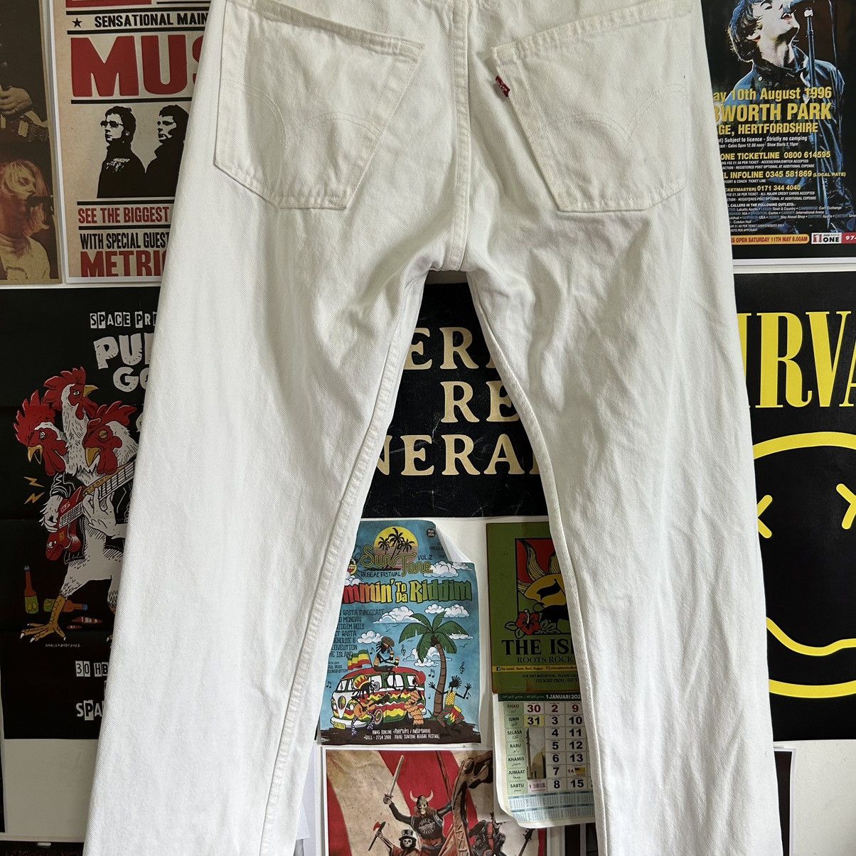Levi's Vintage Levi’s 501 Made in UK White Denim Size US 30 / EU 46 - 10 Thumbnail