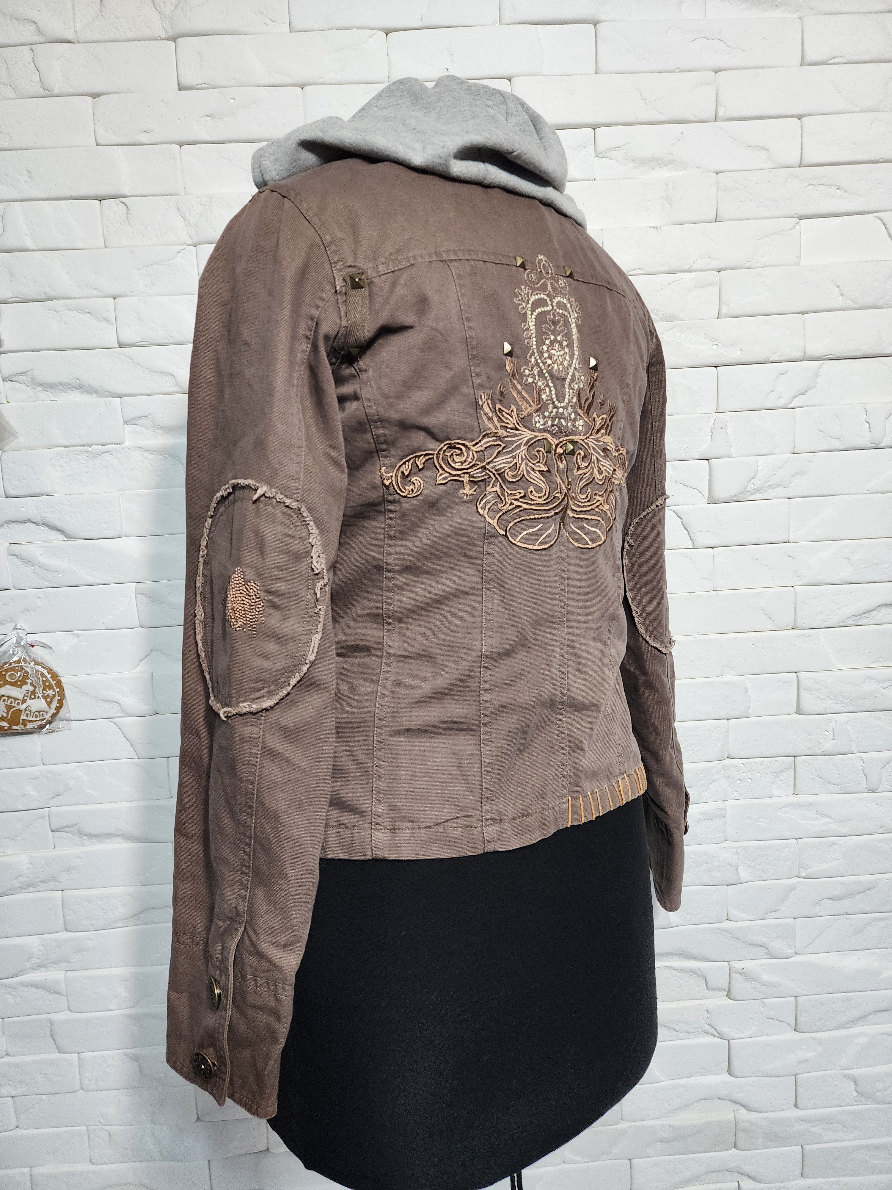Other Brown Denim Jacket: Women's Cotton Hooded Coat Size L / US 10 / IT 46 - 5 Thumbnail