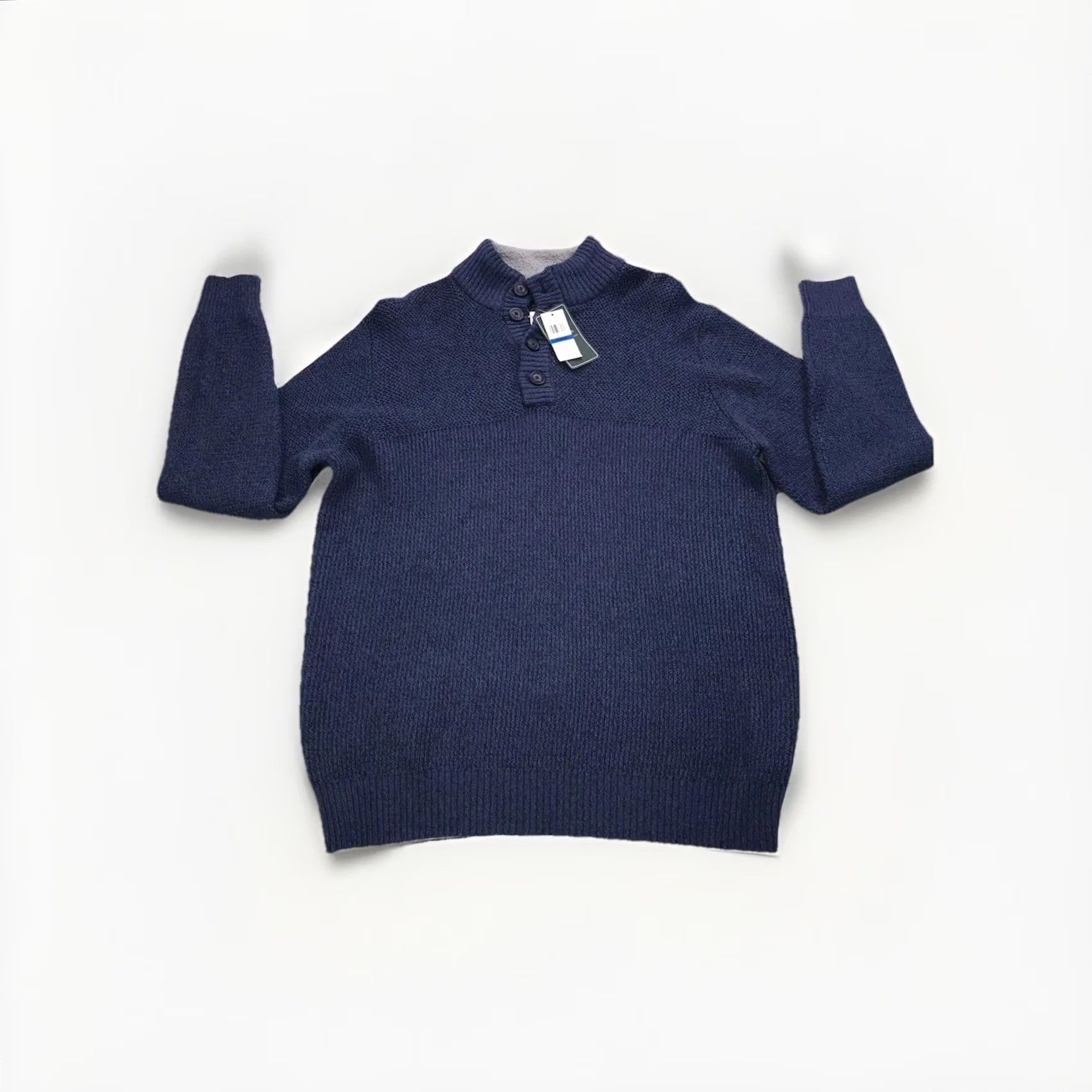 Vintage G.H. Bass & Co Knit Quarter Button Mock Neck Sweater XL Men Blue Cotton Blend NWT Pullover Size US XL / EU 56 / 4 - 2 Thumbnail