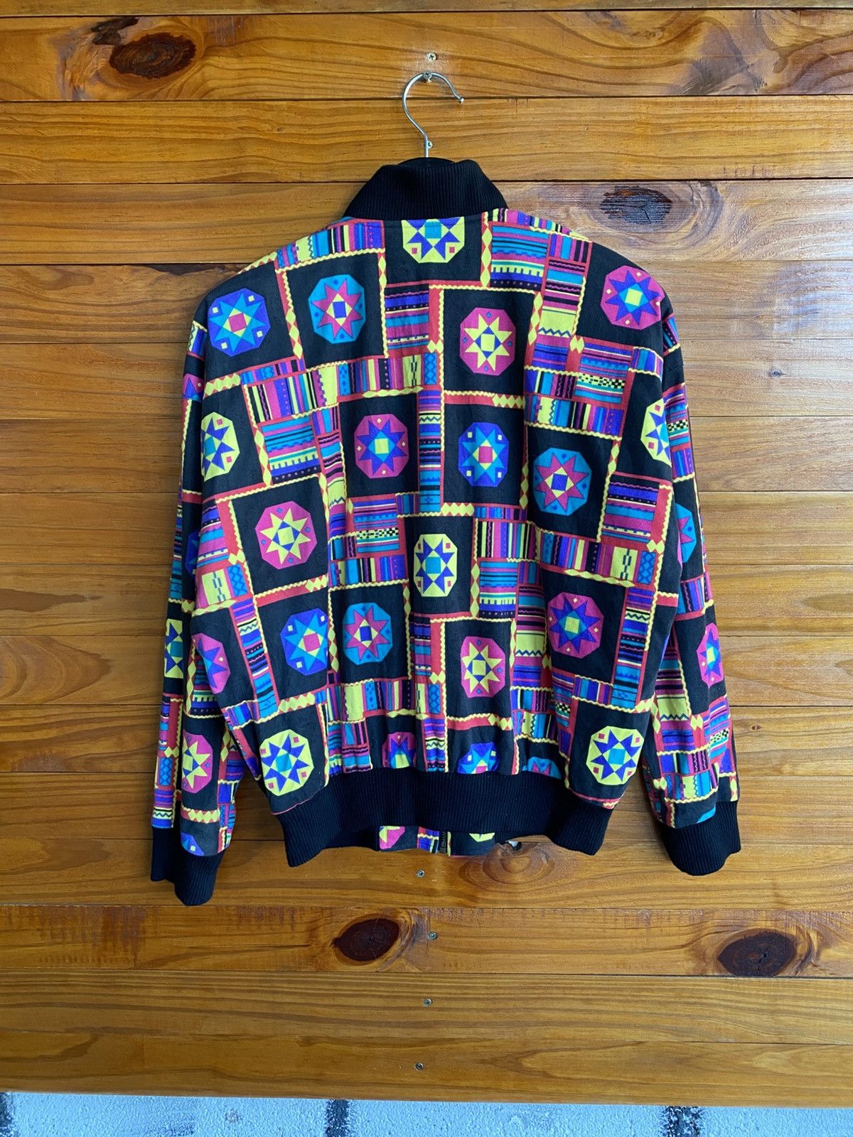 Japanese Brand Vintage GIVY Geometric Pattern Bomber Statement Outerwear Size US S / EU 44-46 / 1 - 7 Thumbnail