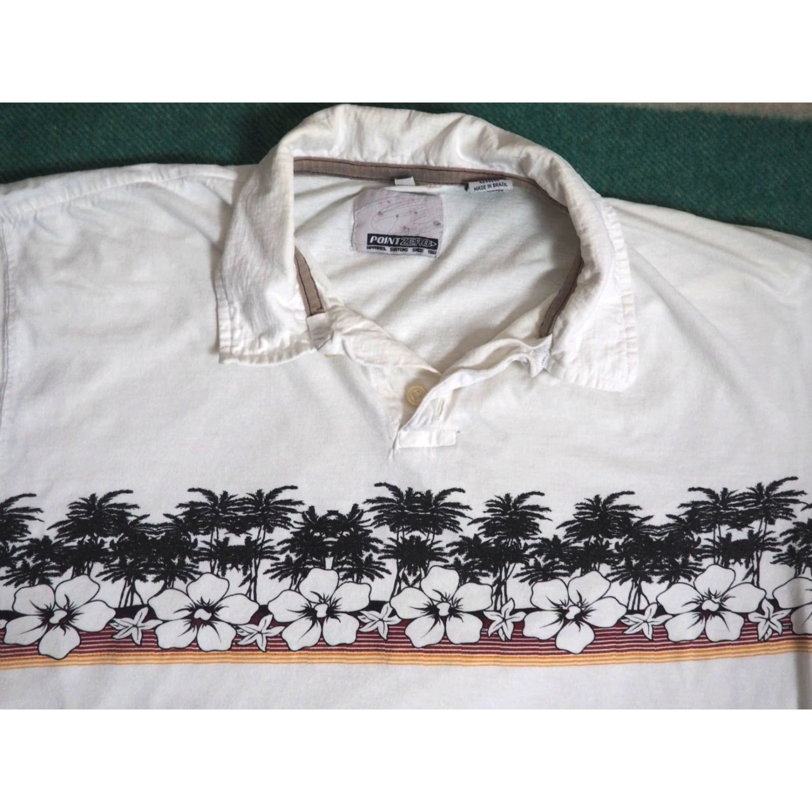 Point Zero VTG Y2k 2000s Point Zero Hawaiian Floral Palm Surf Polo Shirt Mens L White Size US L / EU 52-54 / 3 - 2 Thumbnail