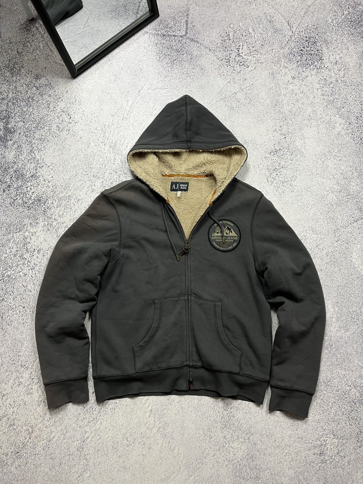 Giorgio Armani × Japanese Brand Armani Jeans Faded Japanese Fur Zip Hoodie Sherpa Jacket Size US M / EU 48-50 / 2 - 2 Thumbnail