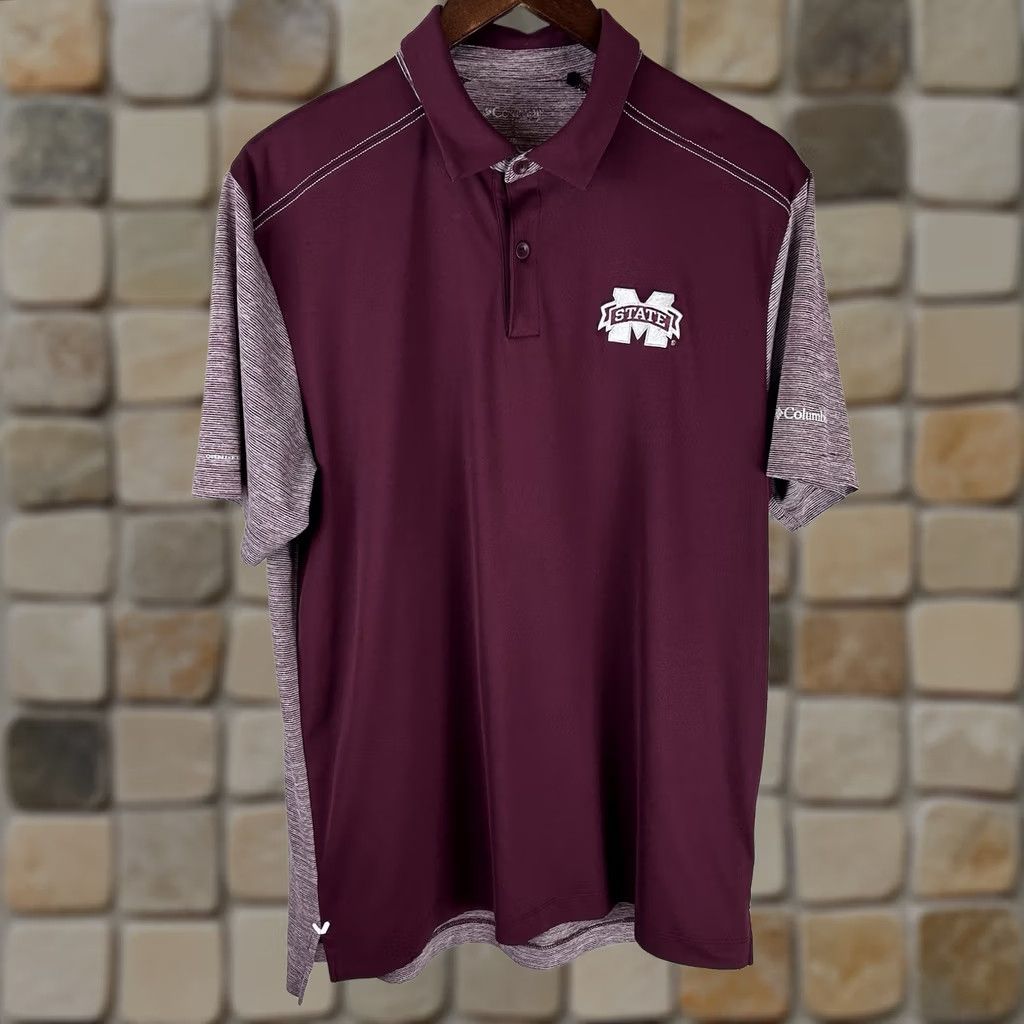 Vintage Columbia MSU Bulldog Mississippi State Omni-Freeze Forged Mens Polo Shirt Large Red Size US L / EU 52-54 / 3 - 1 Thumbnail