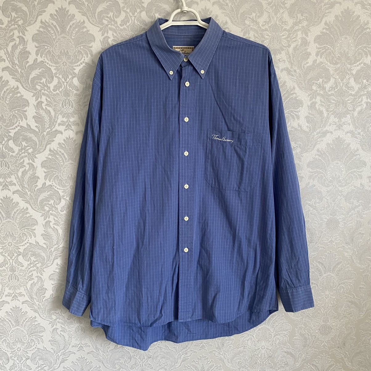 Burberry Vintage Thomas Burberry 90s Pocket Logo Button Up Shirt Size US XL / EU 56 / 4 - 1 Thumbnail