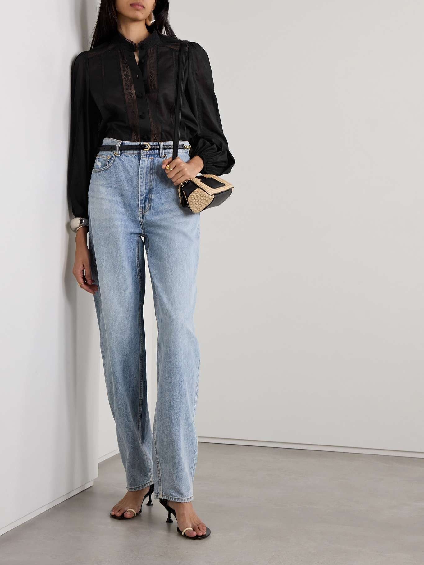 Zimmermann oc11z0226 Halliday Lace-Trimmed Cotton-Voile Shirt In Black Size S / US 4 / IT 40 - 2 Thumbnail
