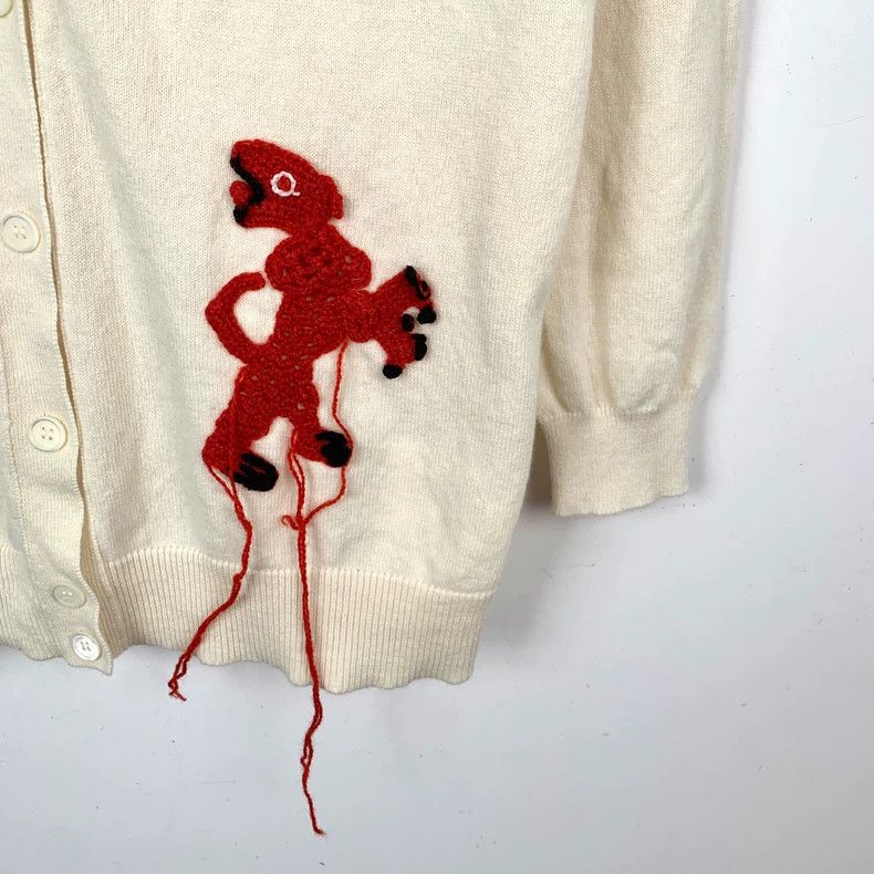 Loewe Loewe Mossy logo embroidered wool V-neck cardigan coat Size XS / US 0-2 / IT 36-38 - 4 Thumbnail
