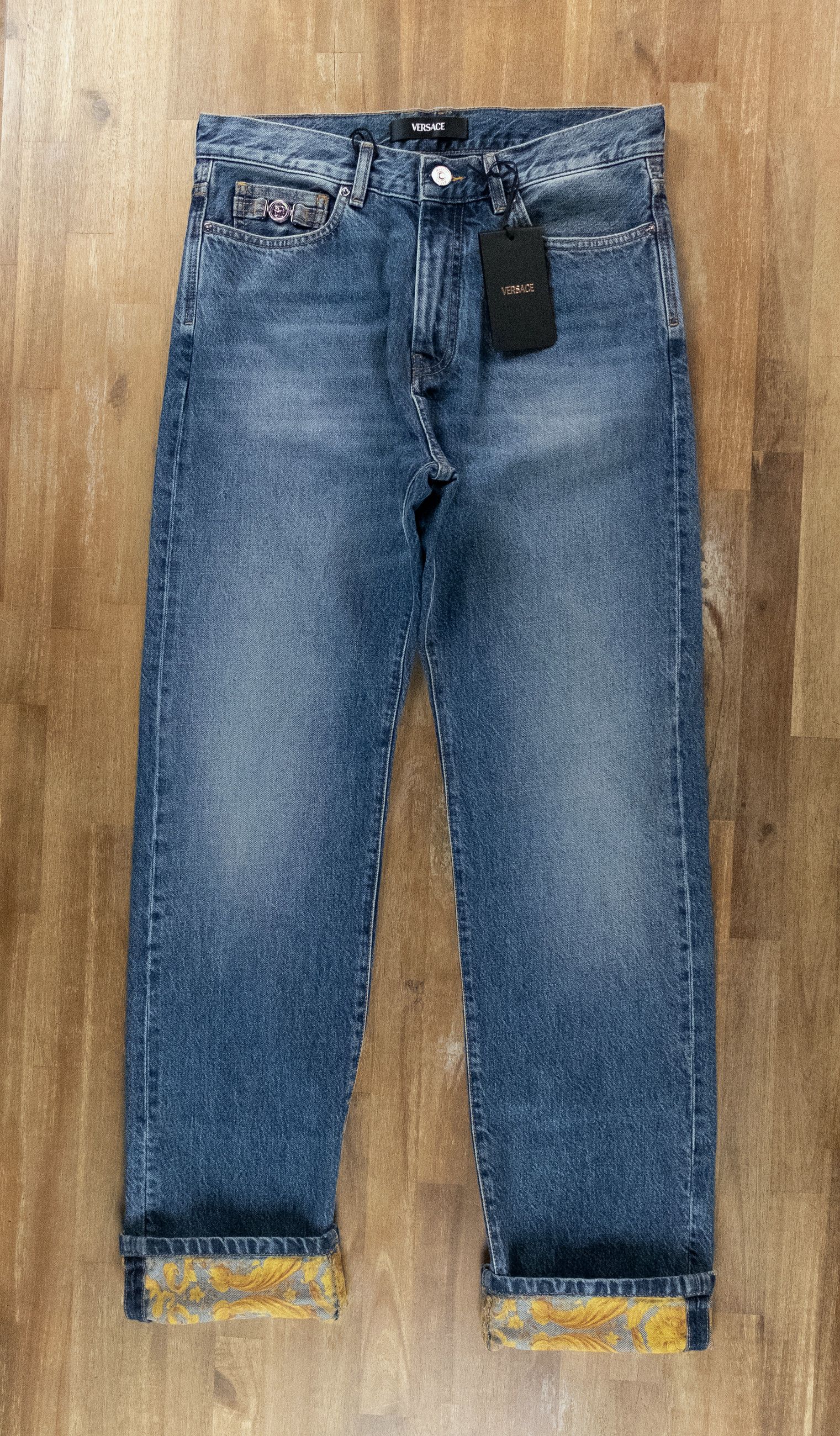 Versace VERSACE blue jeans with barocco print lower cuffs Size 32 q Size US 32 / EU 48 - 4 Thumbnail
