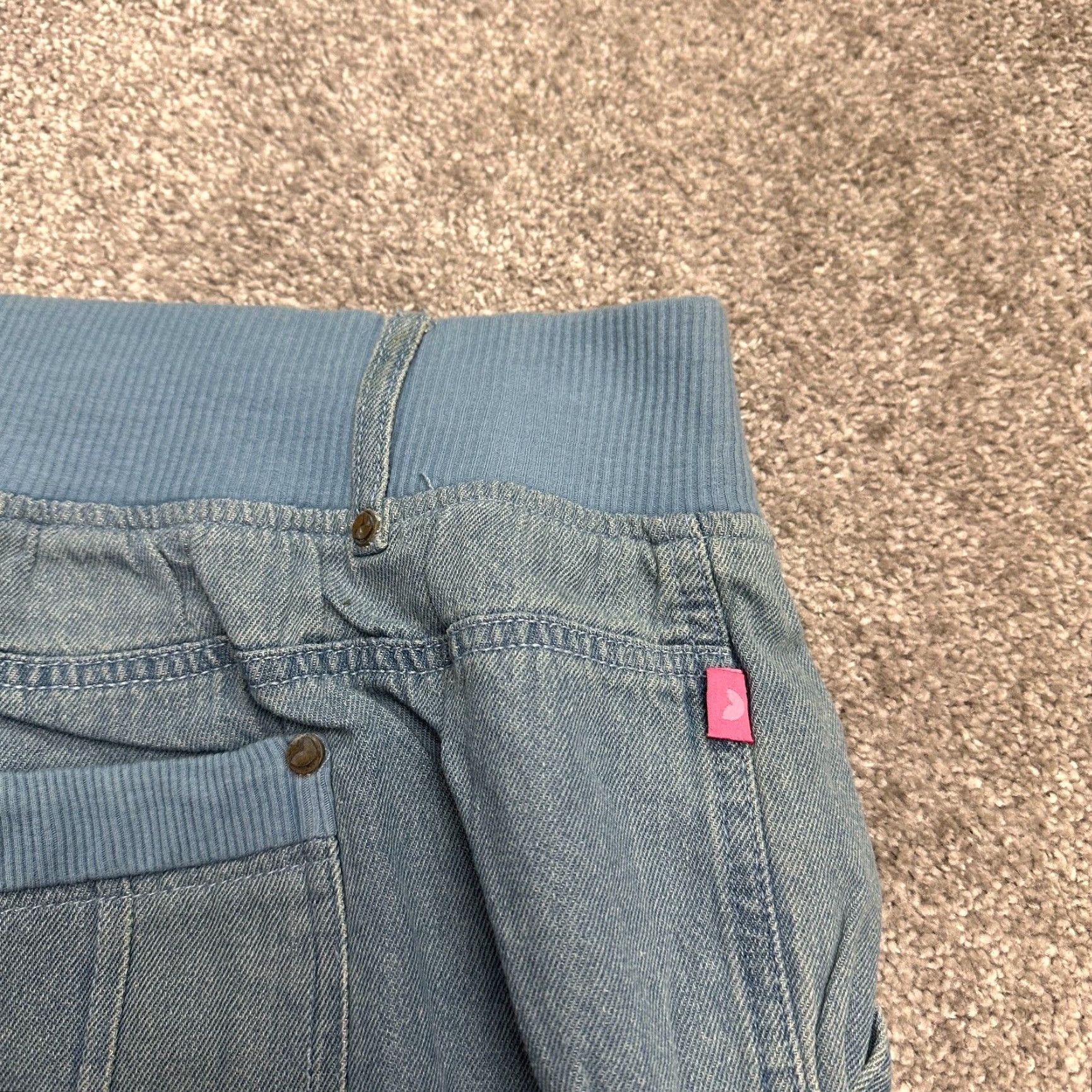Vintage Woman Within Jeans Women 32 Tall Blue Cargo Wide-Leg Chambray Denim Button Elastic Waist High Rise Size 24" / US 00 / IT 34 - 5 Thumbnail