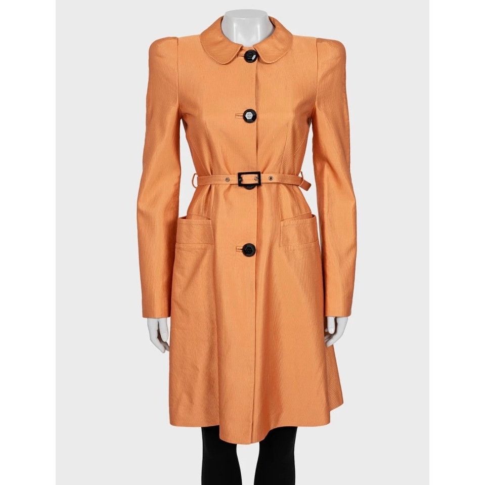Roberto Cavalli Roberto Cavalli Orange Belted Trench Coat - Size M Size M / US 6-8 / IT 42-44 - 1 Thumbnail