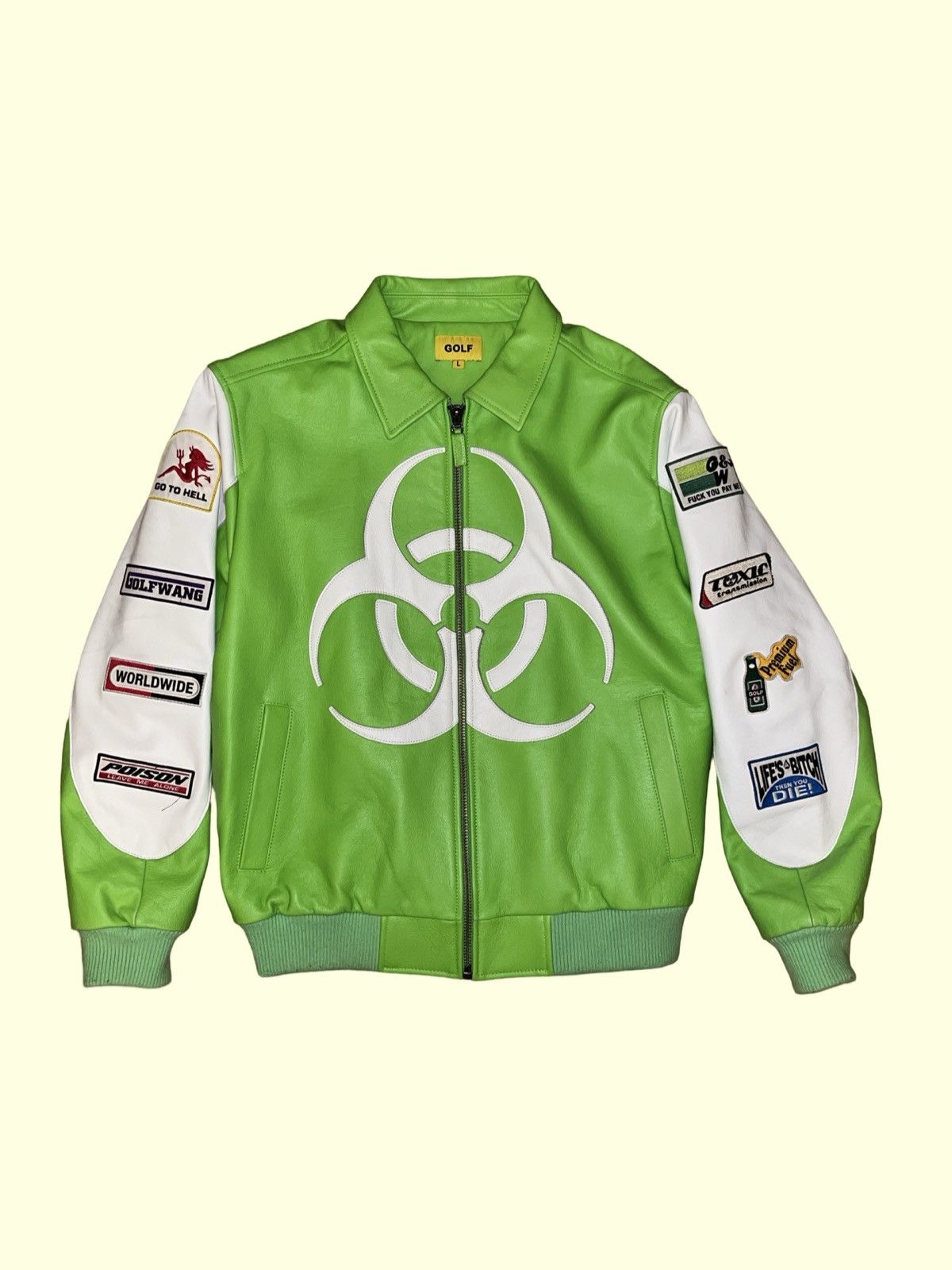 Golf Wang Golf Wang Leather Racing Jacket Green | Grailed