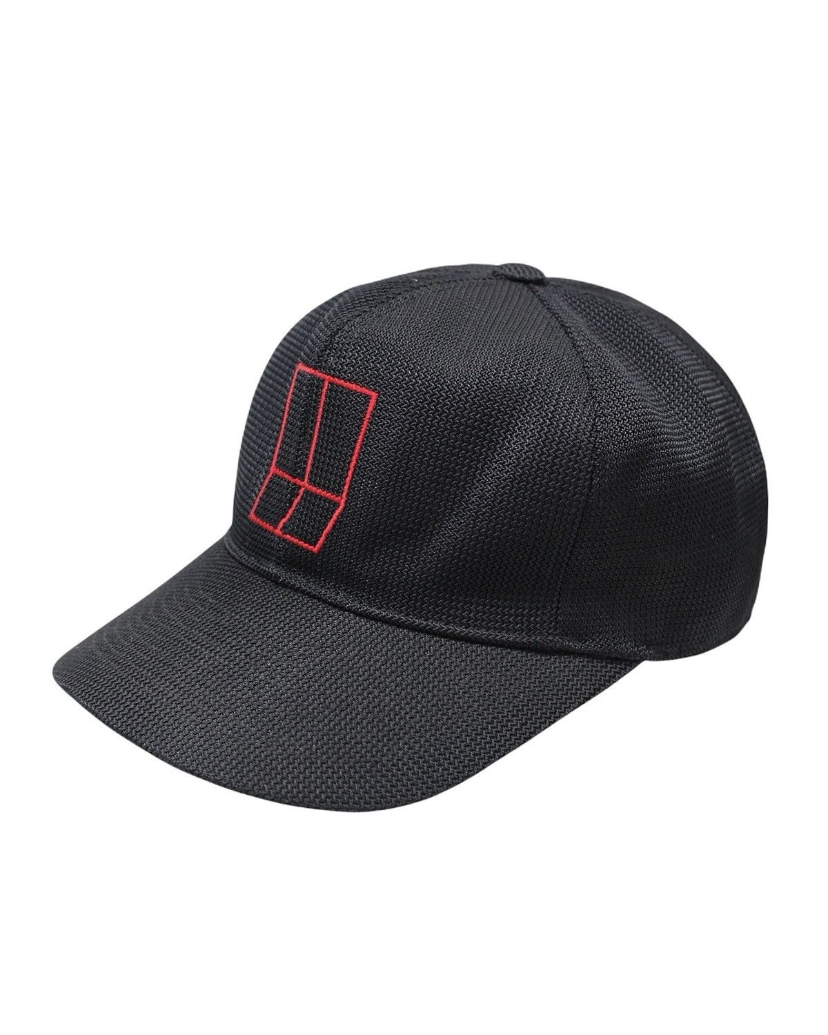 20471120 × Hysteric Glamour × Japanese Brand 2000S BLACK MESH BASEBALL CAP WITH RED GEOMETRIC LOGO Size ONE SIZE - 3 Thumbnail