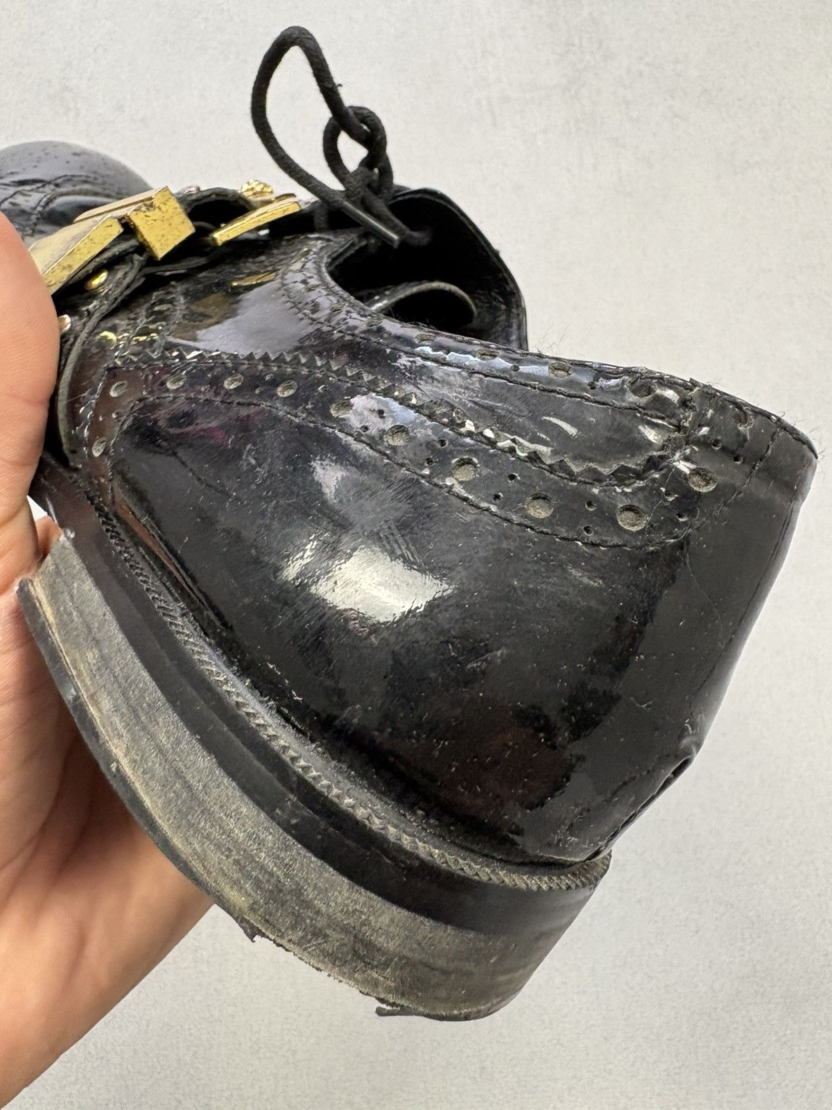 Versace Versace Vintage Black Patent Brogues Medusa Buckle Shoes 90s Size US 11 / EU 44 - 18 Thumbnail