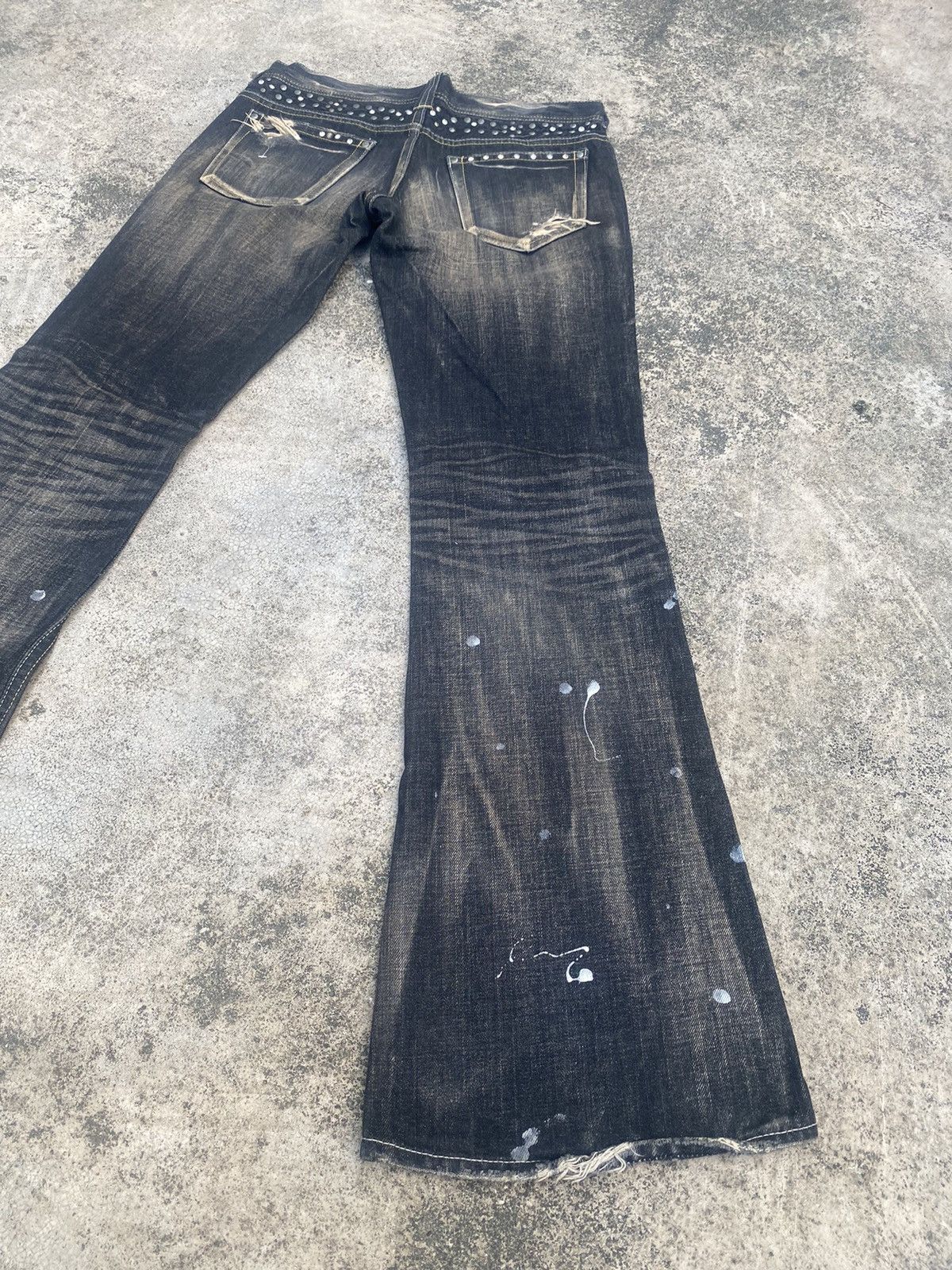 If Six Was Nine × Japanese Brand Flare Jeans Varosh Honeycomb Mud Painted Bootcut Size US 32 / EU 48 - 14 Thumbnail