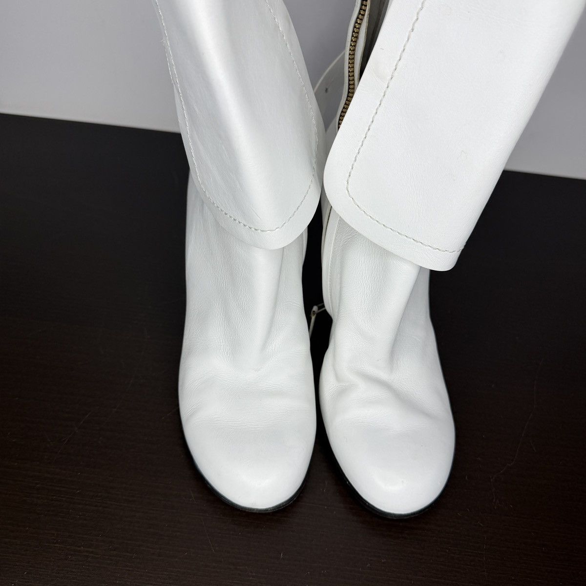 Jil Sander Vintage Jil Sander Leather Zip Biker Boots White Women’s Size US 10 / IT 40 - 11 Thumbnail