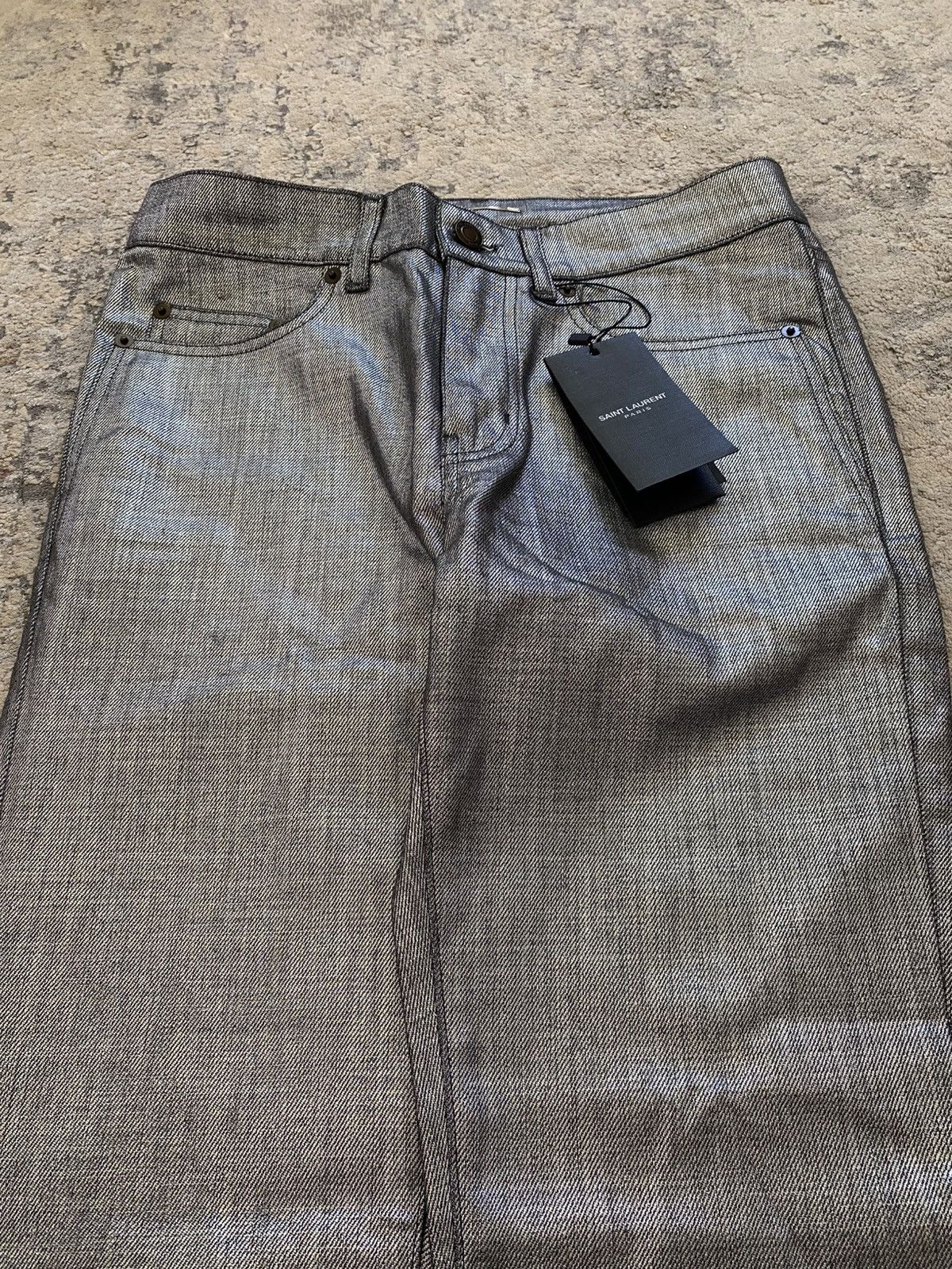 Saint Laurent Paris SLP - SS19 Silver Coat Jeans Size US 28 / EU 44 - 9 Thumbnail